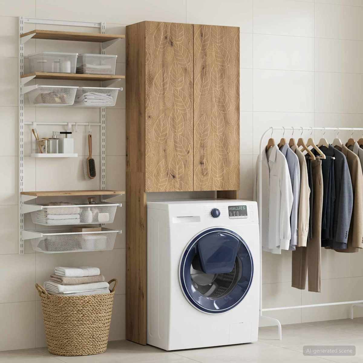 Toilet Skab DELFT 66 x 25,5 x 190 cm Konstrueret træ - Billede 3