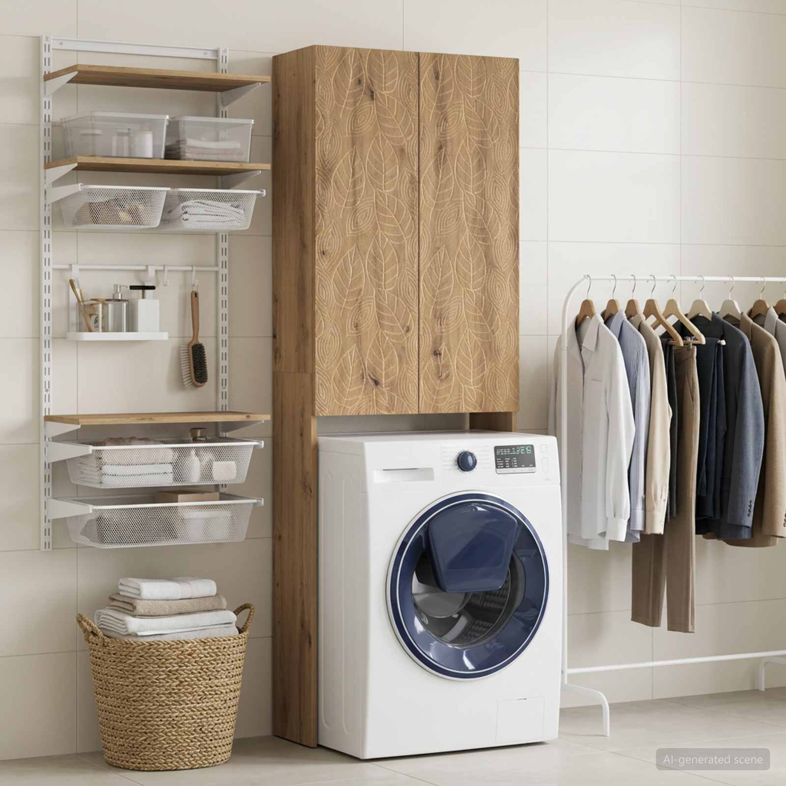 Toiletkast DELFT Artisanaal eiken 66 x 25,5 x 190 cm - Afbeelding 3