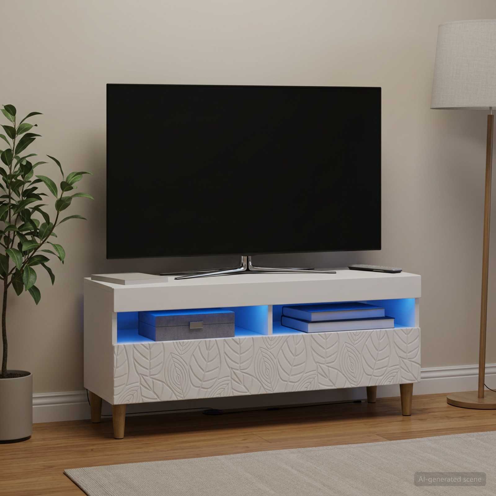 LED TV-kaappi valkoinen Tekninen puu