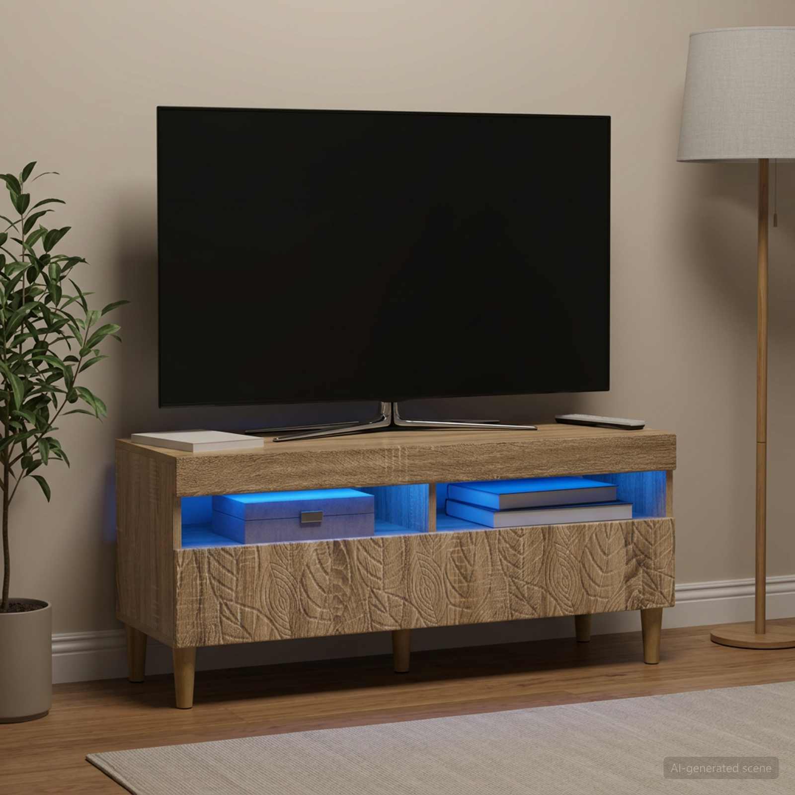 LED TV-kaappi Sonoma-tammi Tekninen puu - Image 4
