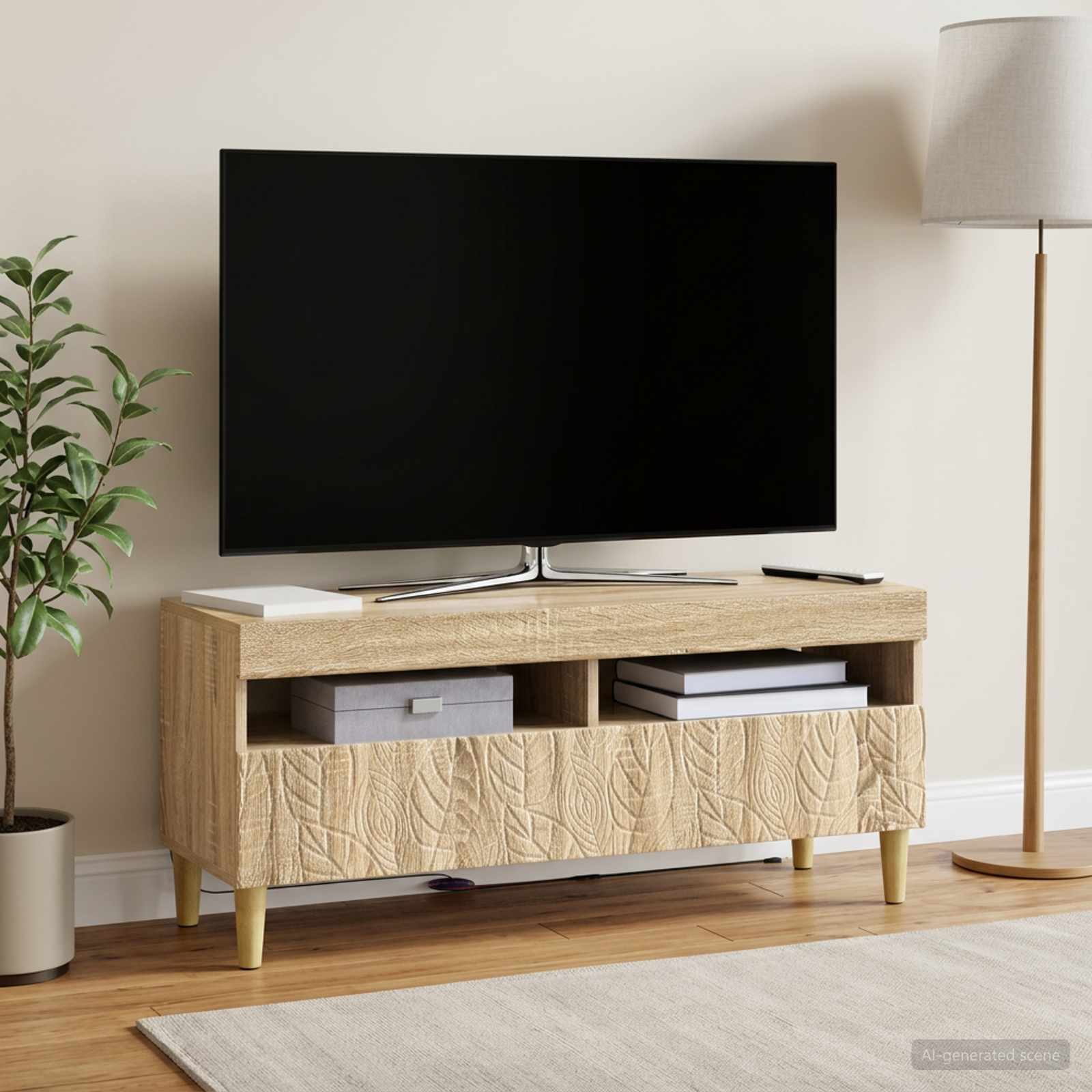LED TV-kaappi Sonoma-tammi Tekninen puu