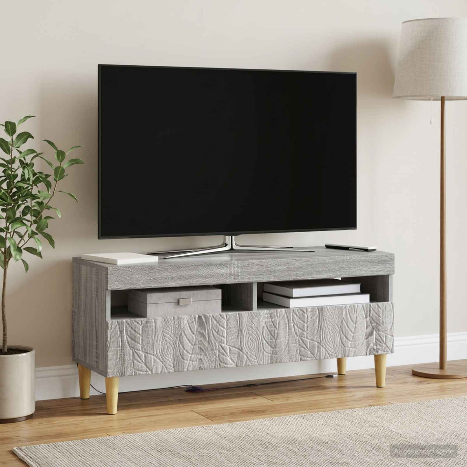 LED TV-kaappi Harmaa Sonoma Tekninen puu