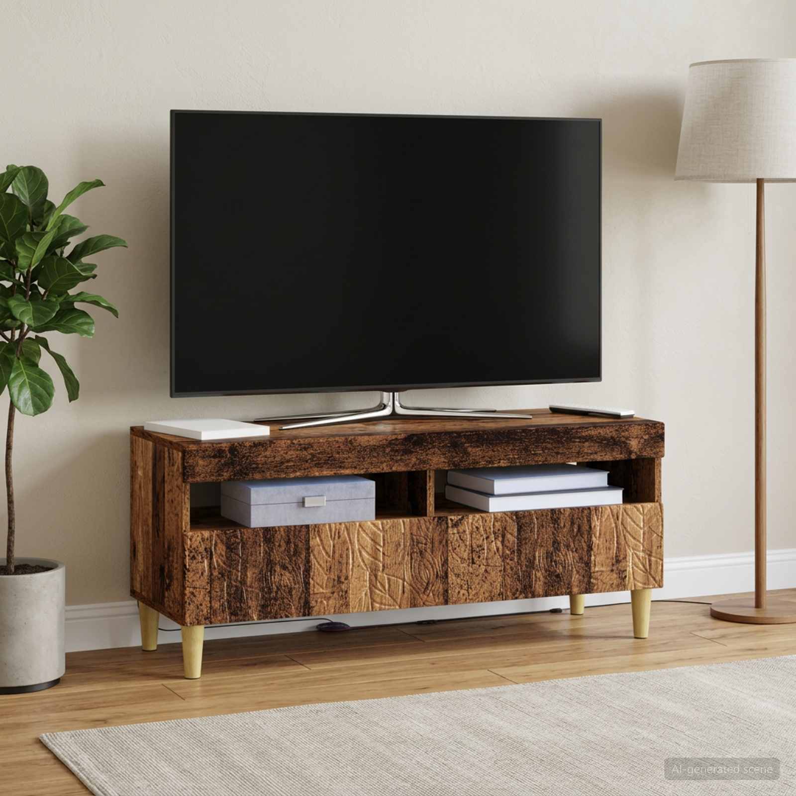 LED TV-kaappi Vanha puu Tekninen puu