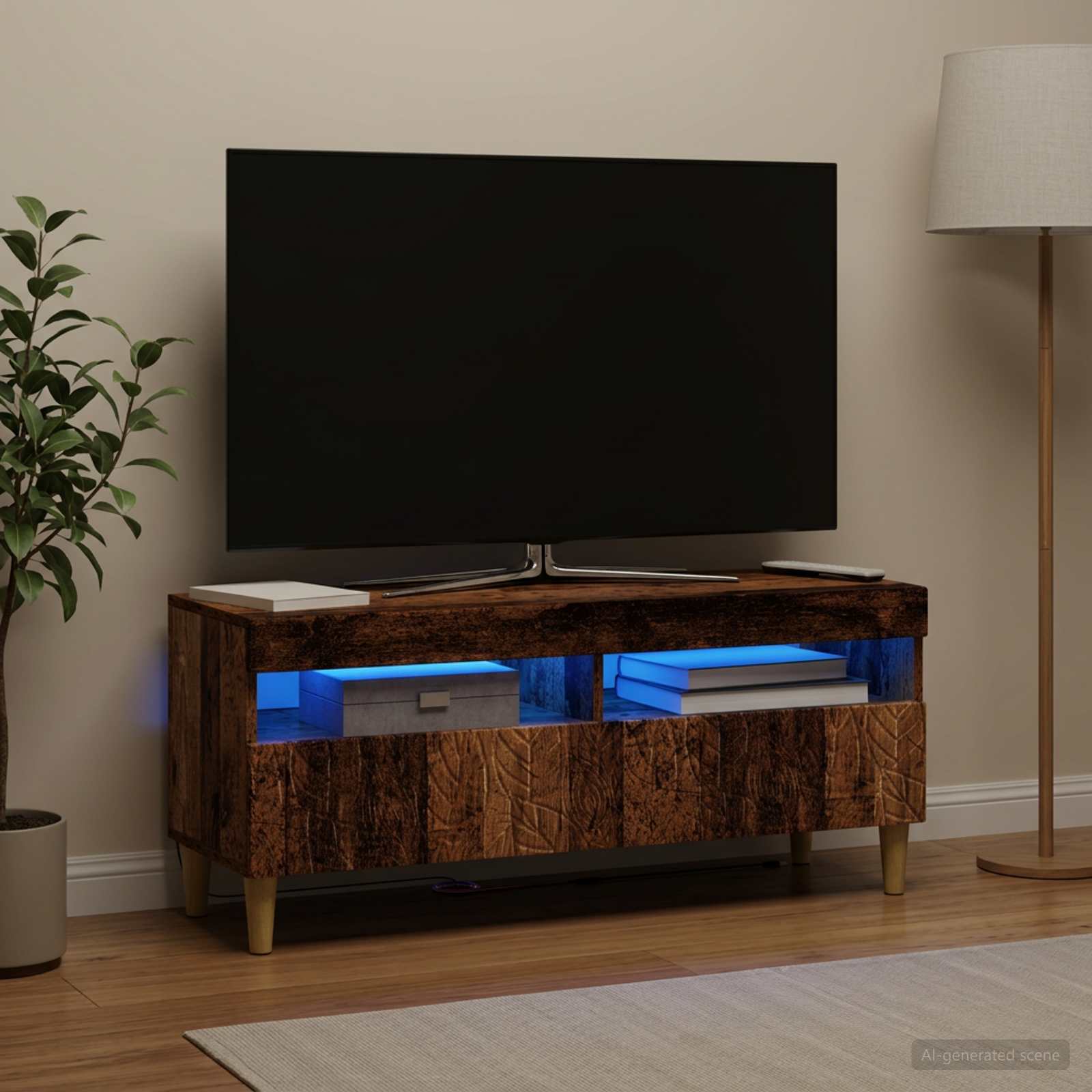LED TV-kaappi Vanha puu Tekninen puu - Image 4