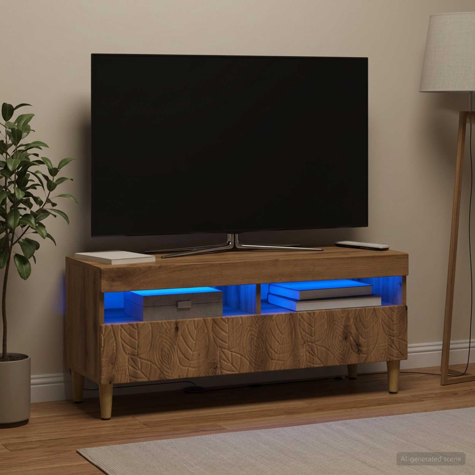 LED TV-kaappi Artisaanitammi Tekninen puu - Image 4