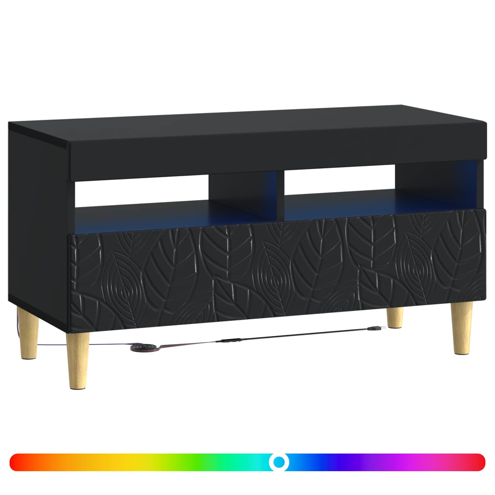 LED TV-kaappi Musta Tekninen puu - Image 2
