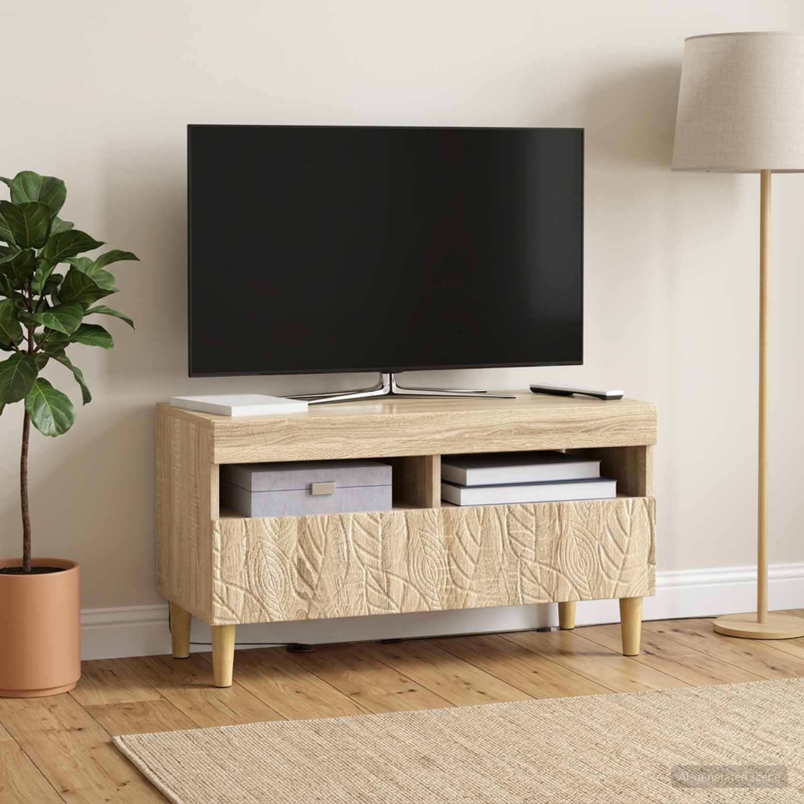 LED TV-kaappi Sonoma-tammi Tekninen puu