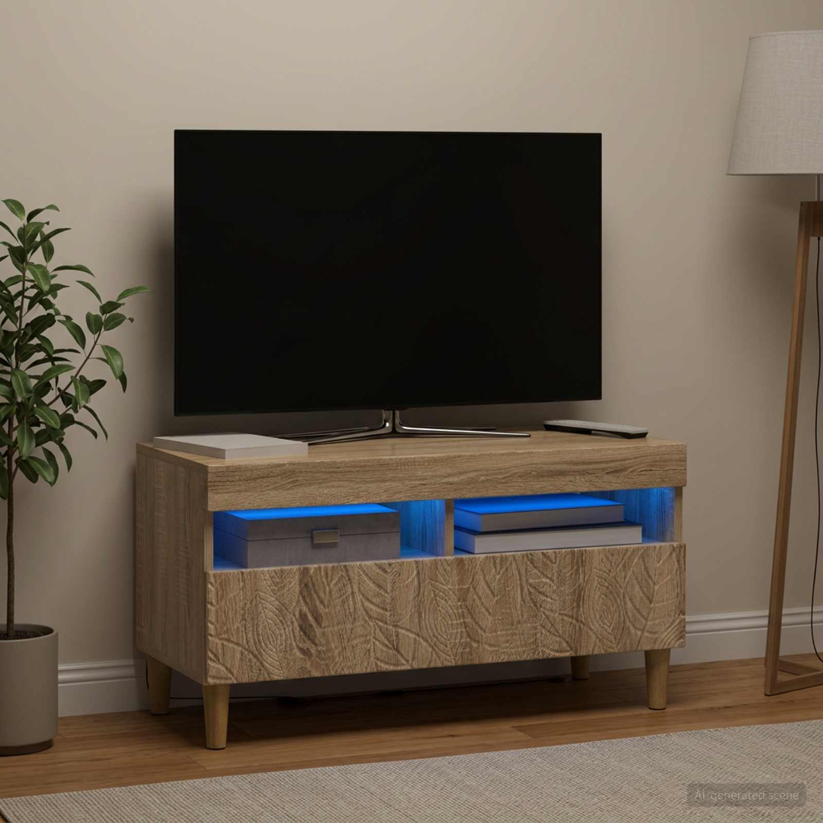 LED TV-kaappi Sonoma-tammi Tekninen puu - Image 4