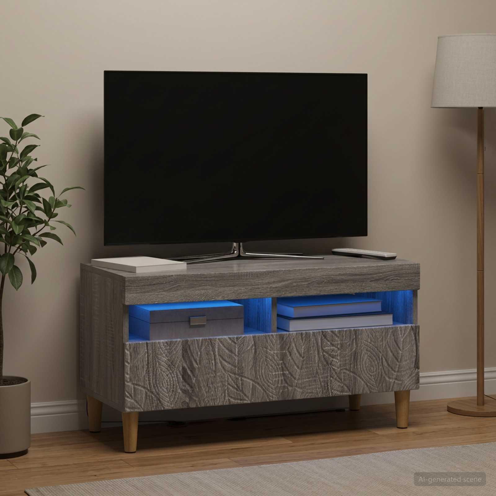 LED TV-kaappi Harmaa Sonoma Tekninen puu