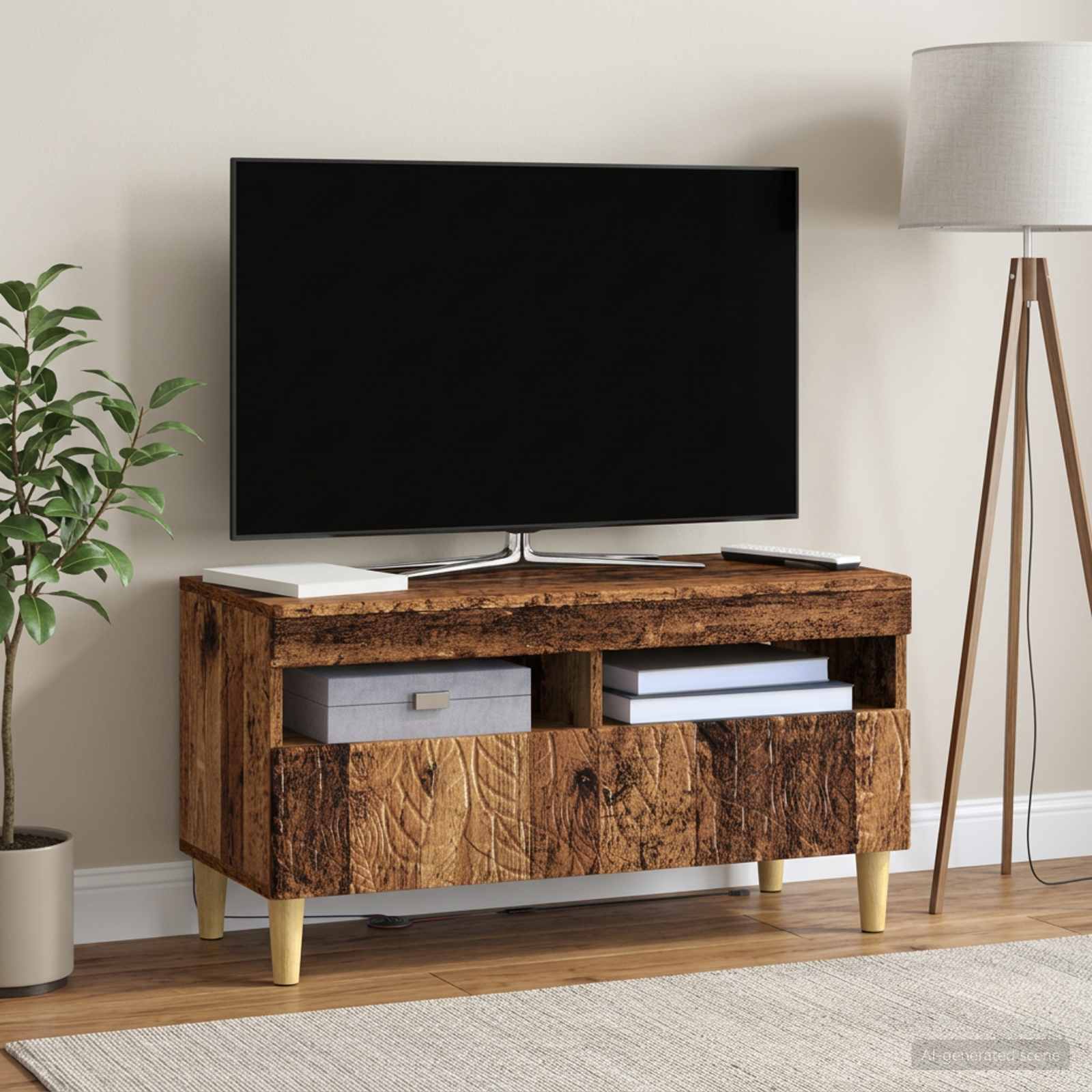 LED TV-kaappi Vanha puu Tekninen puu