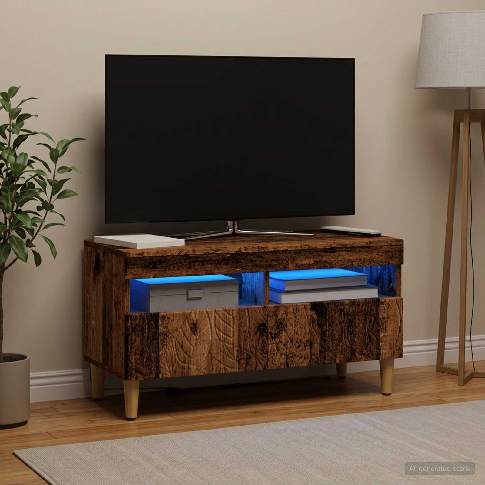 LED TV-kaappi Vanha puu Tekninen puu - Image 4