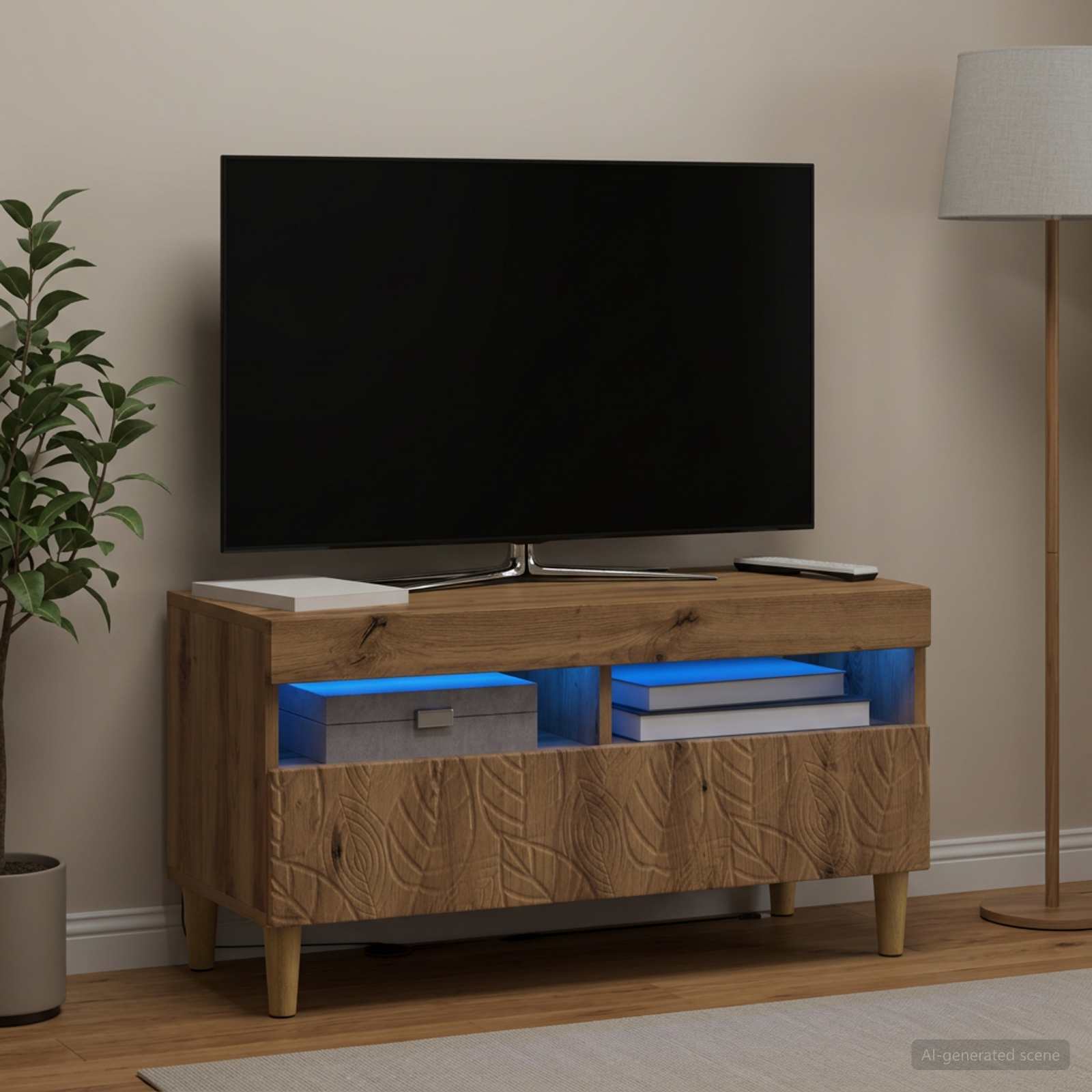 LED TV-kaappi Artisaanitammi Tekninen puu