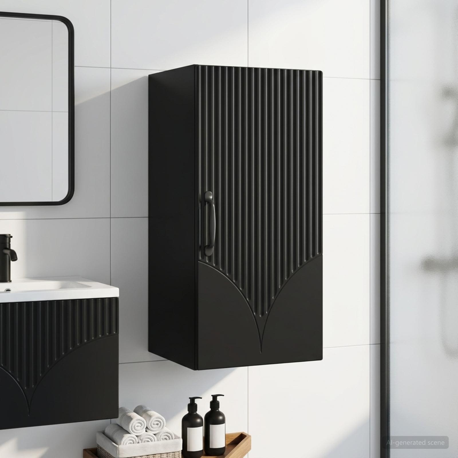 Armario de pared para baño HOORN Negro 30 x 31 x 59 cm