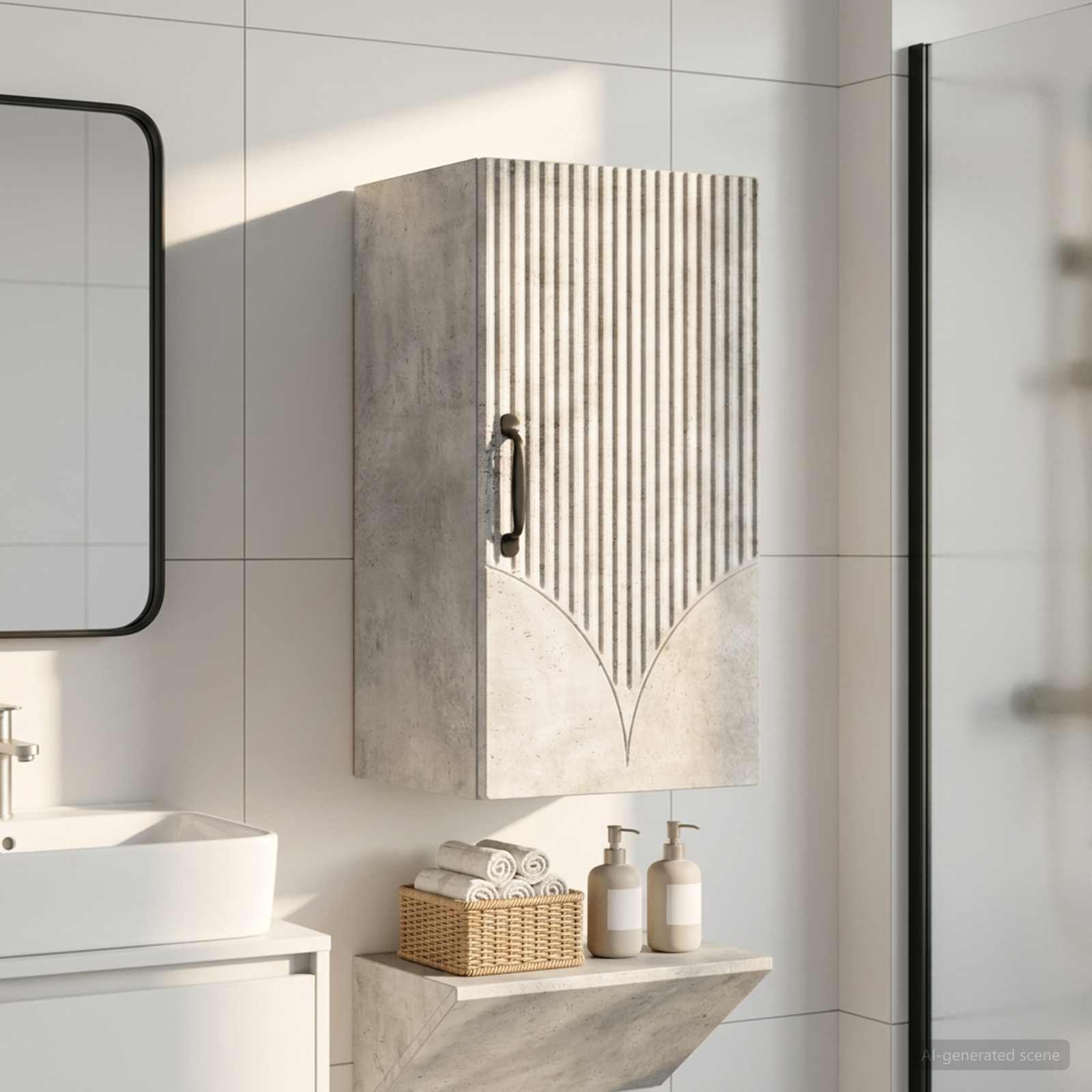 Armario de pared para baño HOORN Gris Hormigón 30 x 31 x 59 cm