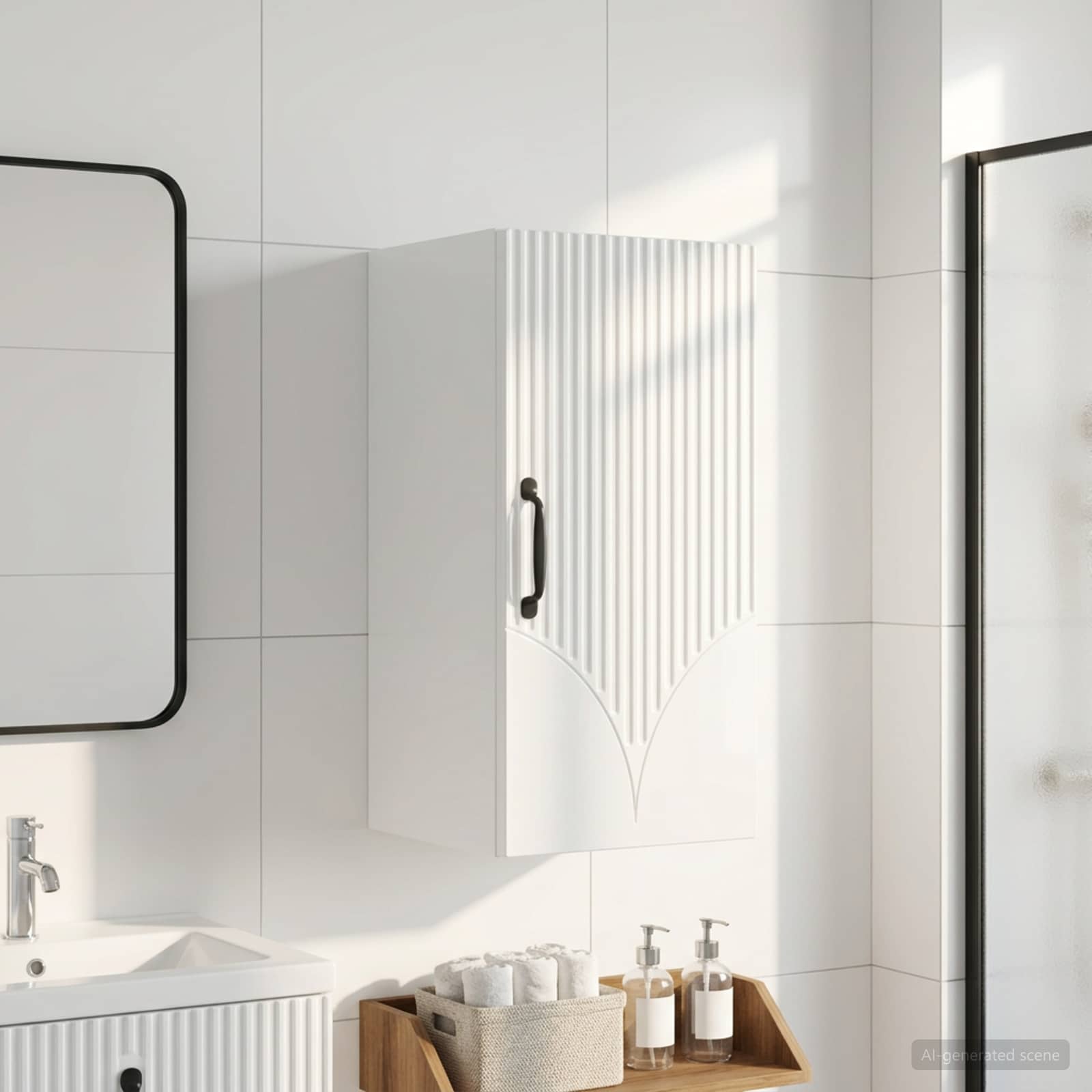 vidaXL Badkamer wandkast HOORN Hoogglans Wit 30 x 31 x 59 cm