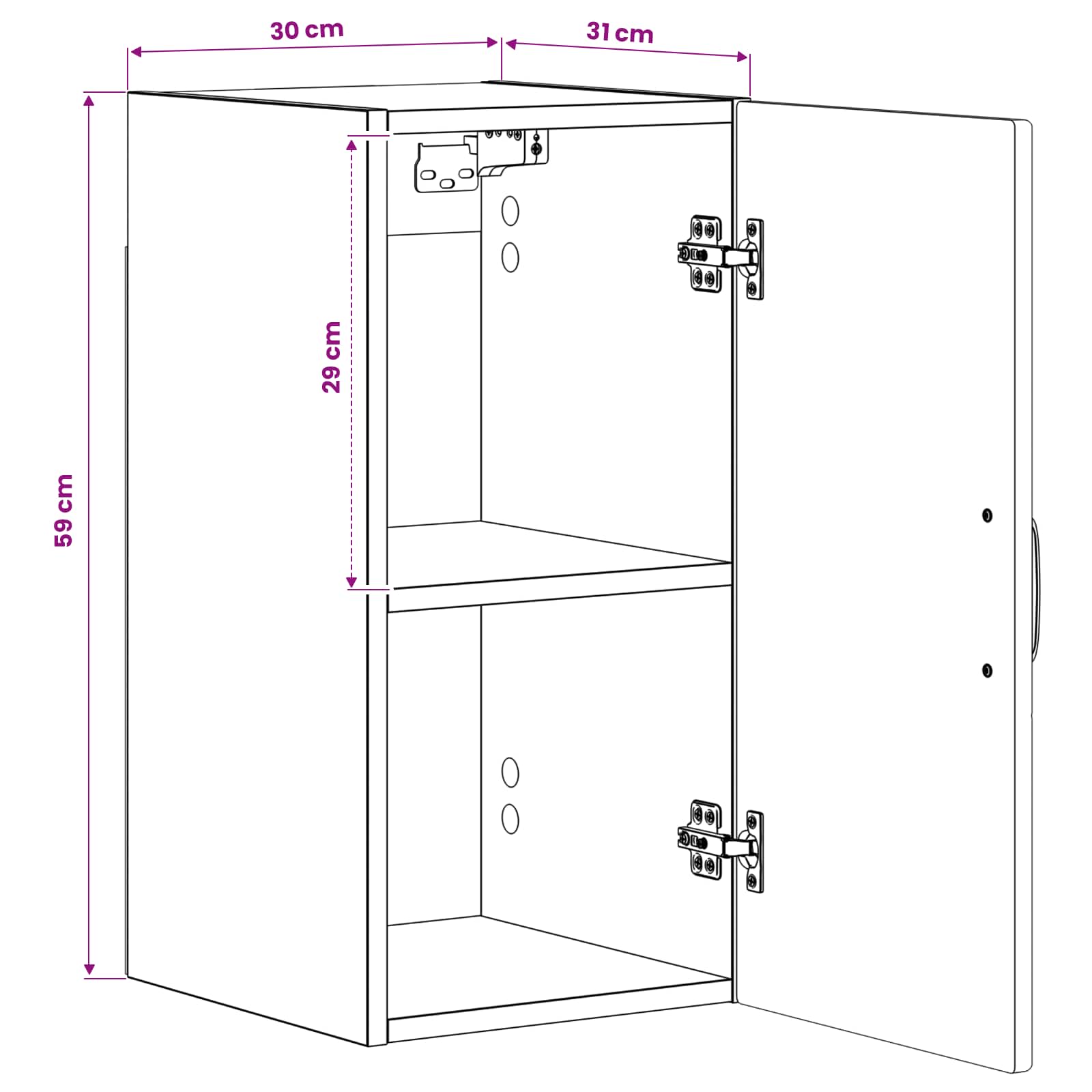 Armario de pared para baño HOORN Roble Ahumado 30 x 31 x 59 cm 9