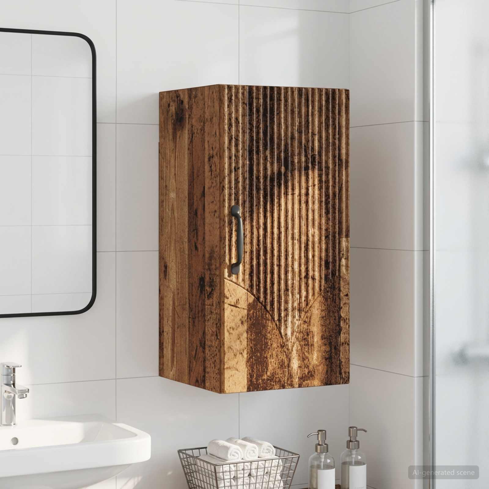Armario de pared para baño HOORN Madera envejecida