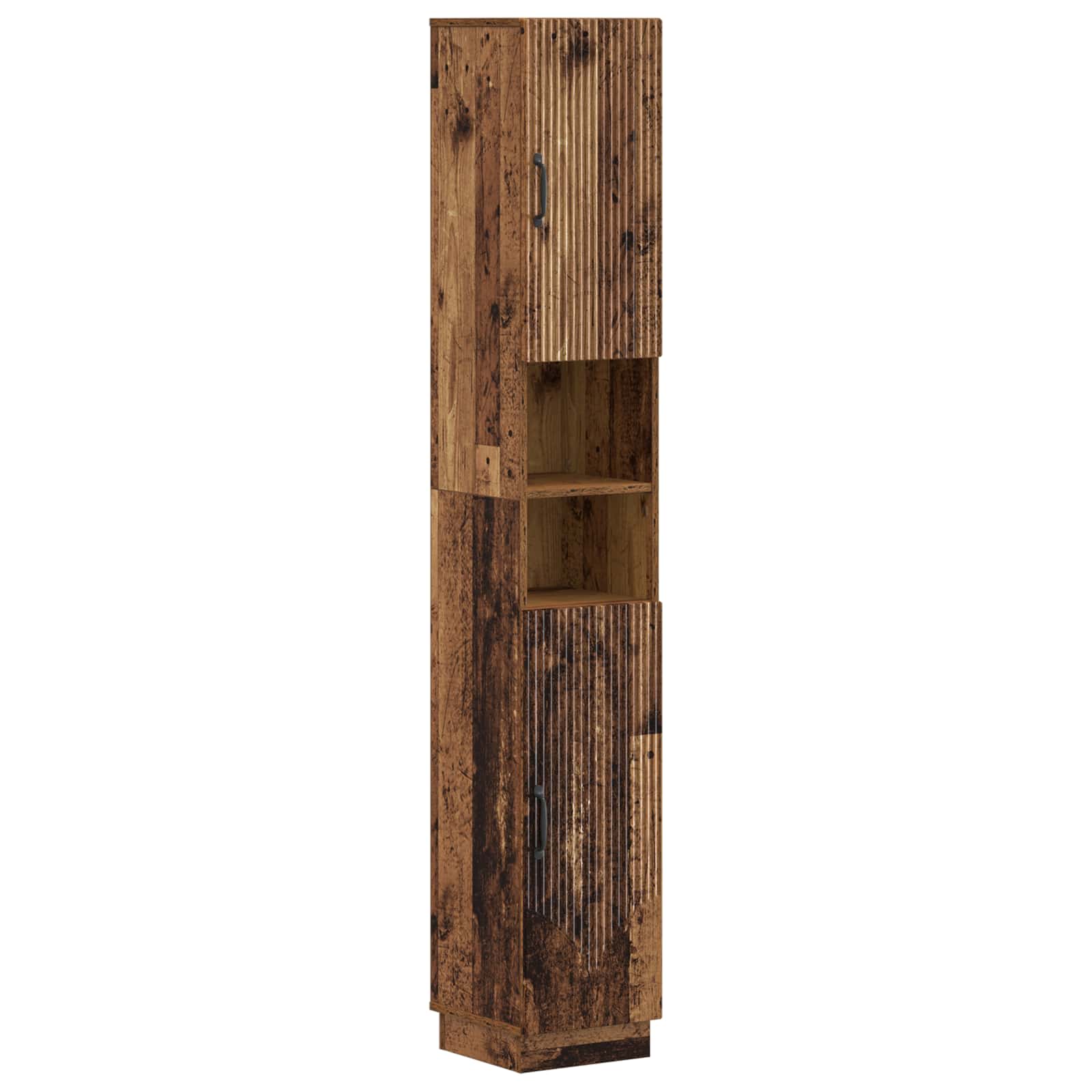 Badkamerkast met Open Plank HOORN Oud hout 30 x 31 x 187 cm – afbeelding 1