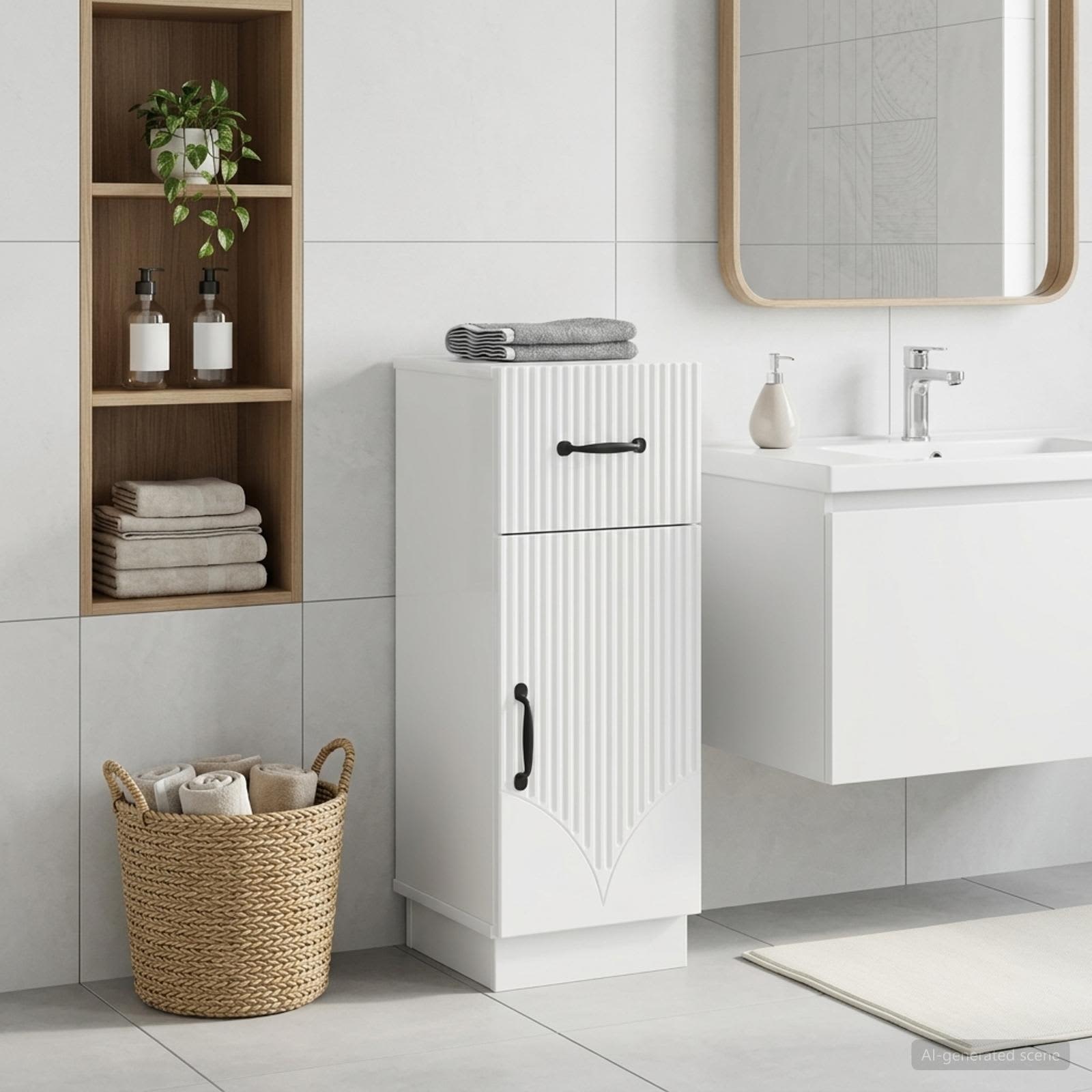 vidaXL Badkamer Opbergkast HOORN Hoogglans Wit 30 x 31 x 77 cm