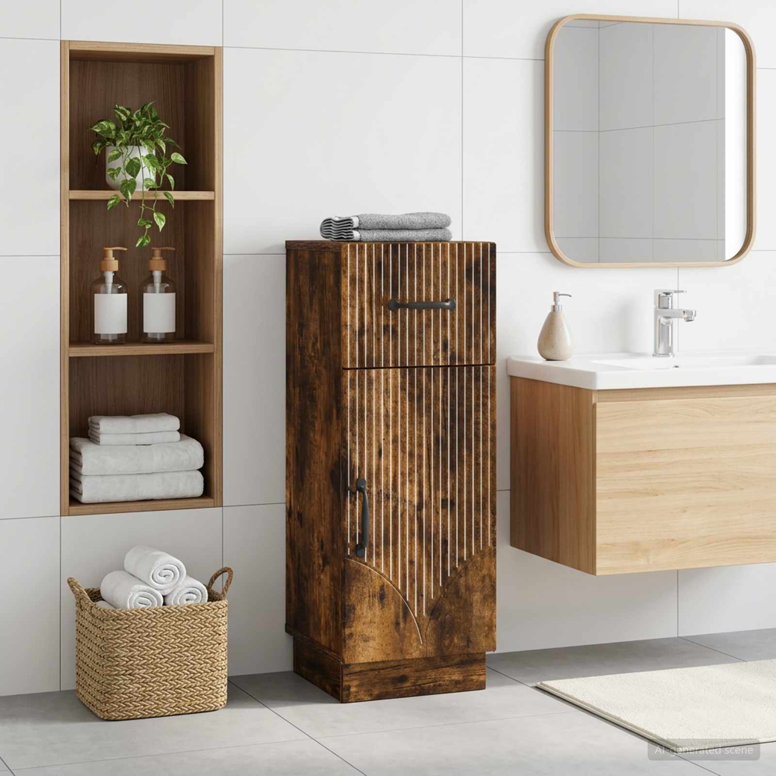 vidaXL Badkamer Opbergkast HOORN Gerookt eiken 30 x 31 x 77 cm
