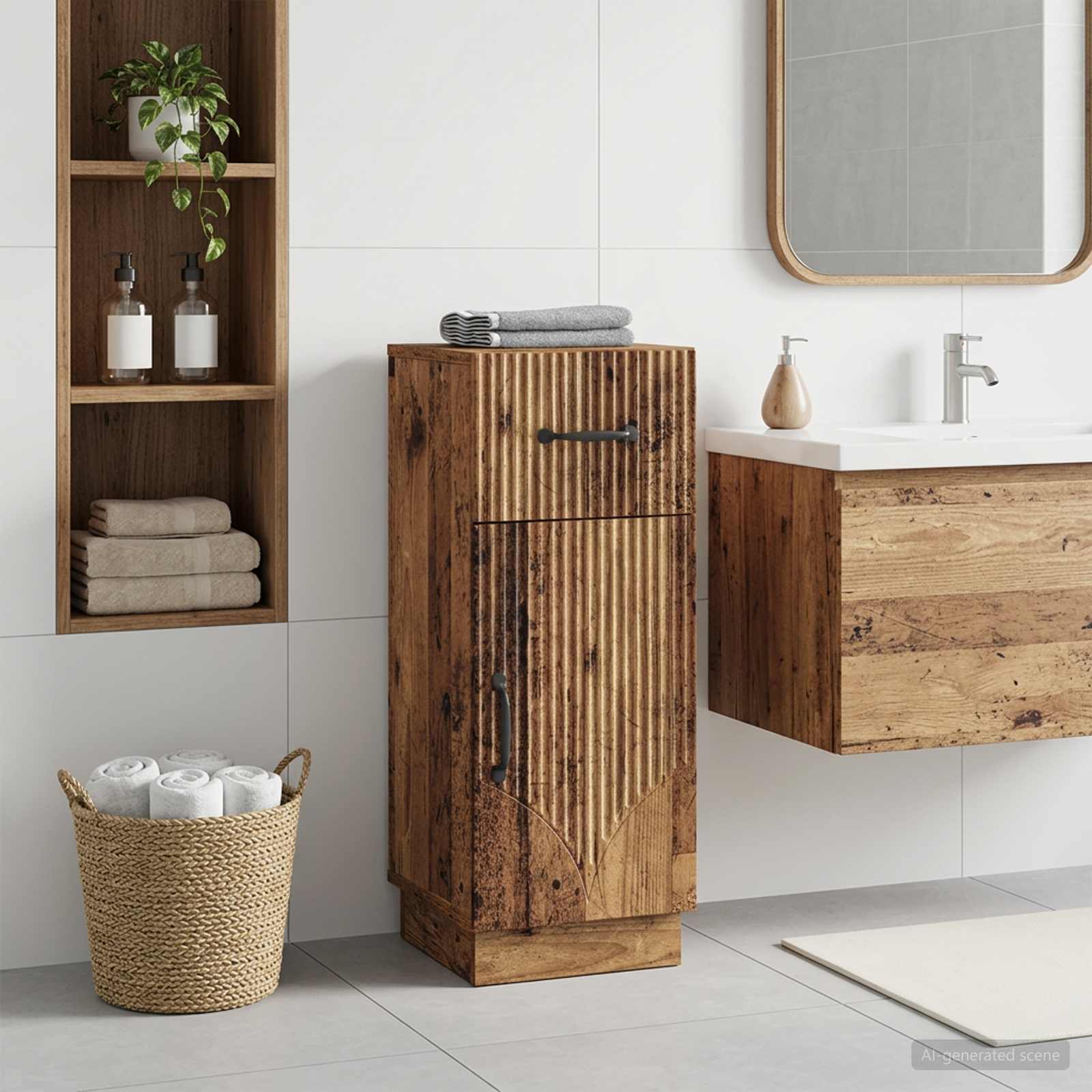 Armario de Almacenamiento para Baño HOORN Madera envejecida