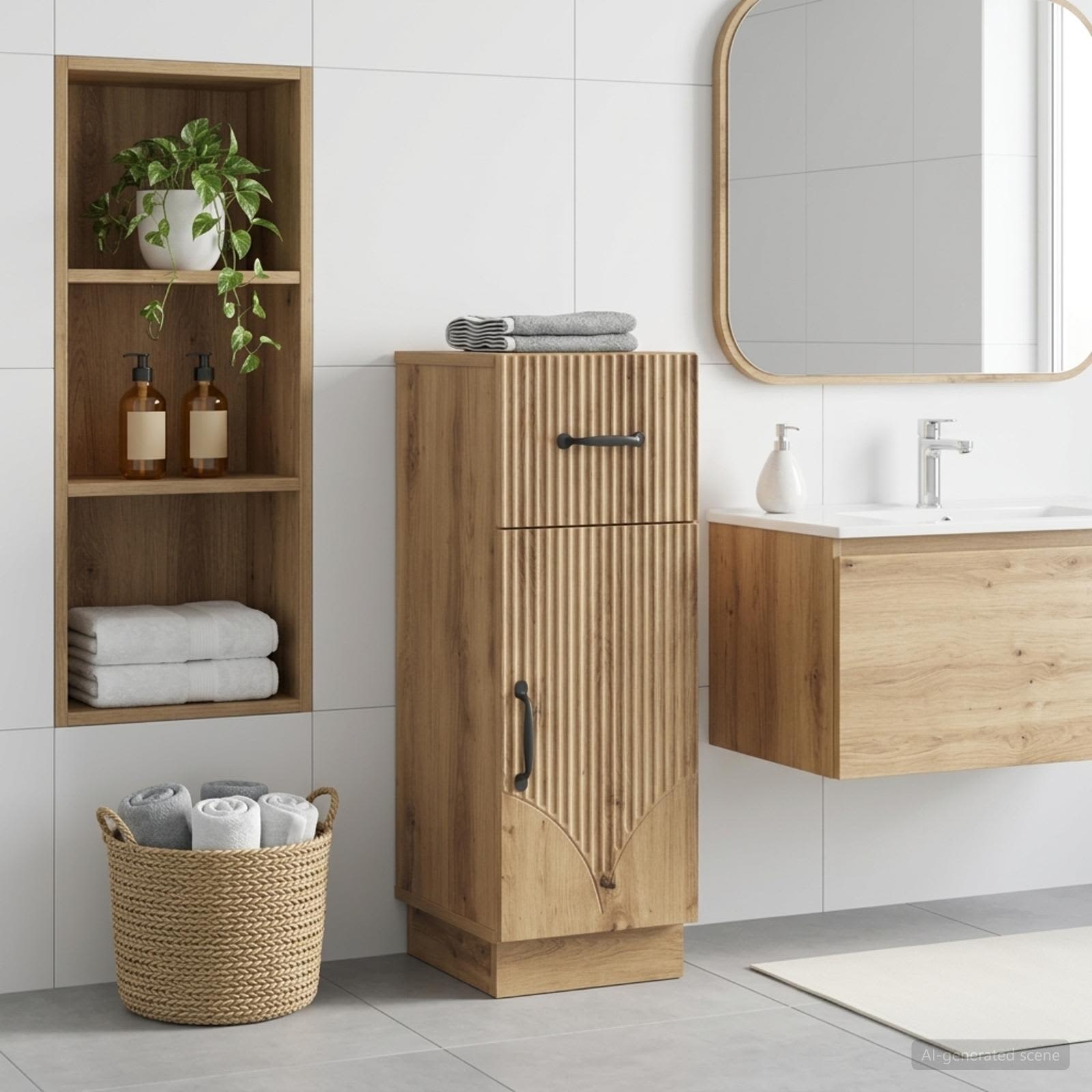 Vannitoa hoiukapp HOORN Artisan tamm 30 x 31 x 77 cm Tehispuit