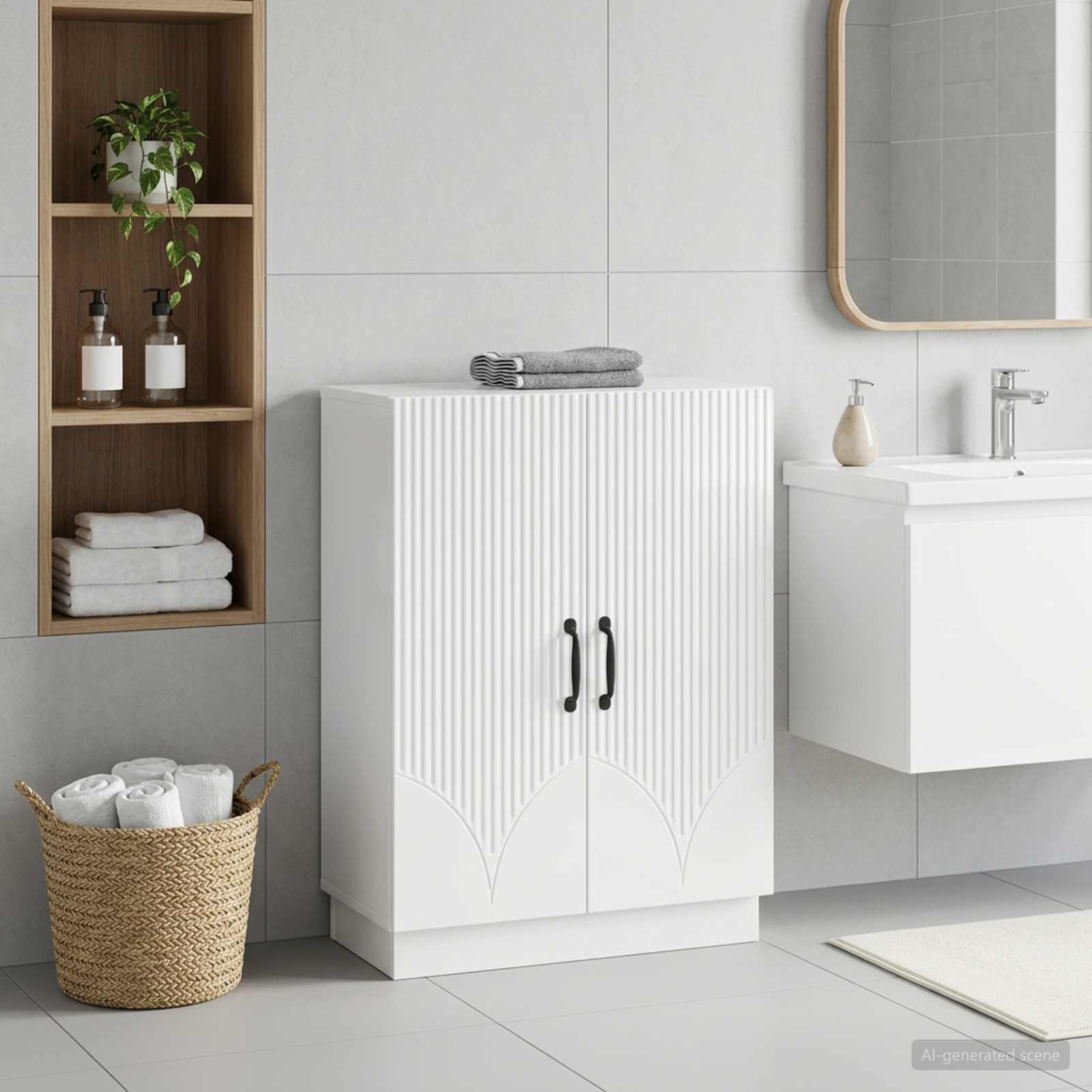 vidaXL Badkamer Opbergkast HOORN Hoogglans Wit 59,5 x 31 x 77 cm