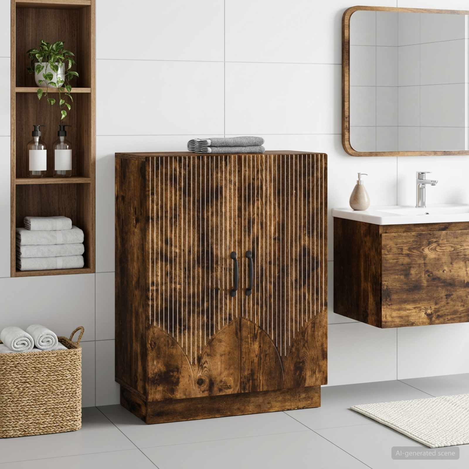 vidaXL Badkamer Opbergkast HOORN Gerookt eiken 59,5 x 31 x 77 cm