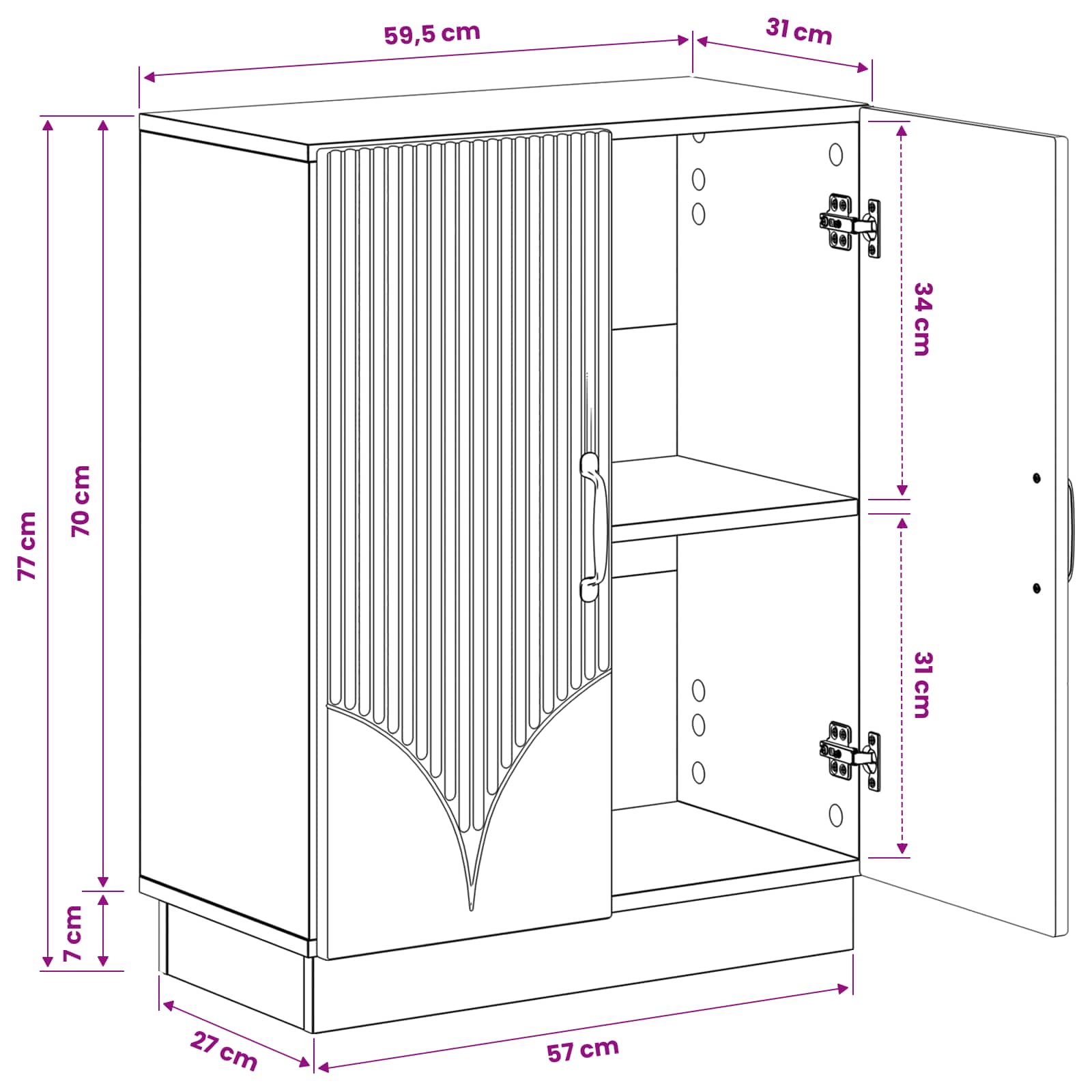 vidaXL Badkamer Opbergkast HOORN Gerookt eiken 59,5 x 31 x 77 cm