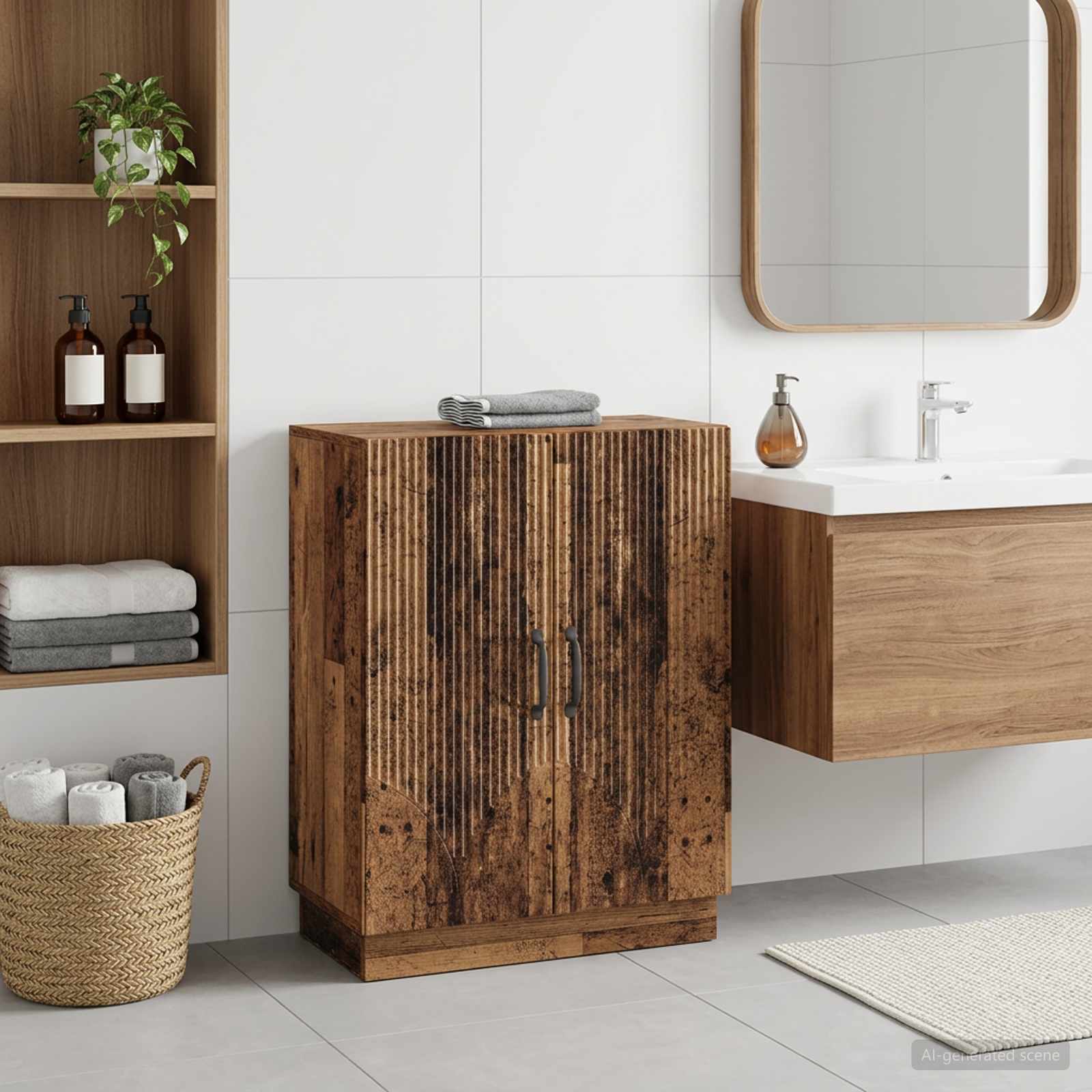 vidaXL Badrumsskrubb HOORN Gammalt trä 59,5 x 31 x 77 cm
