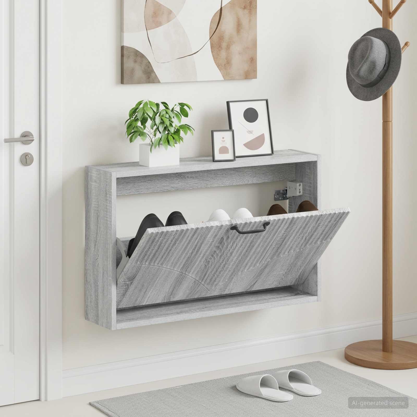 vidaXL Vægmonteret Skoskab HOORN 71 x 17 x 43 cm Konstrueret træ