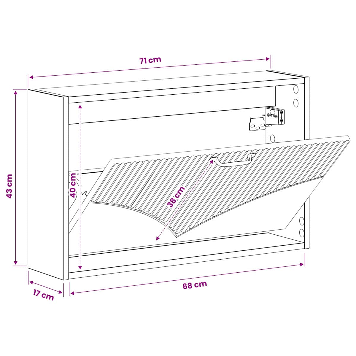 Vægmonteret Skoskab HOORN 71 x 17 x 43 cm Konstrueret træ - Billede 9