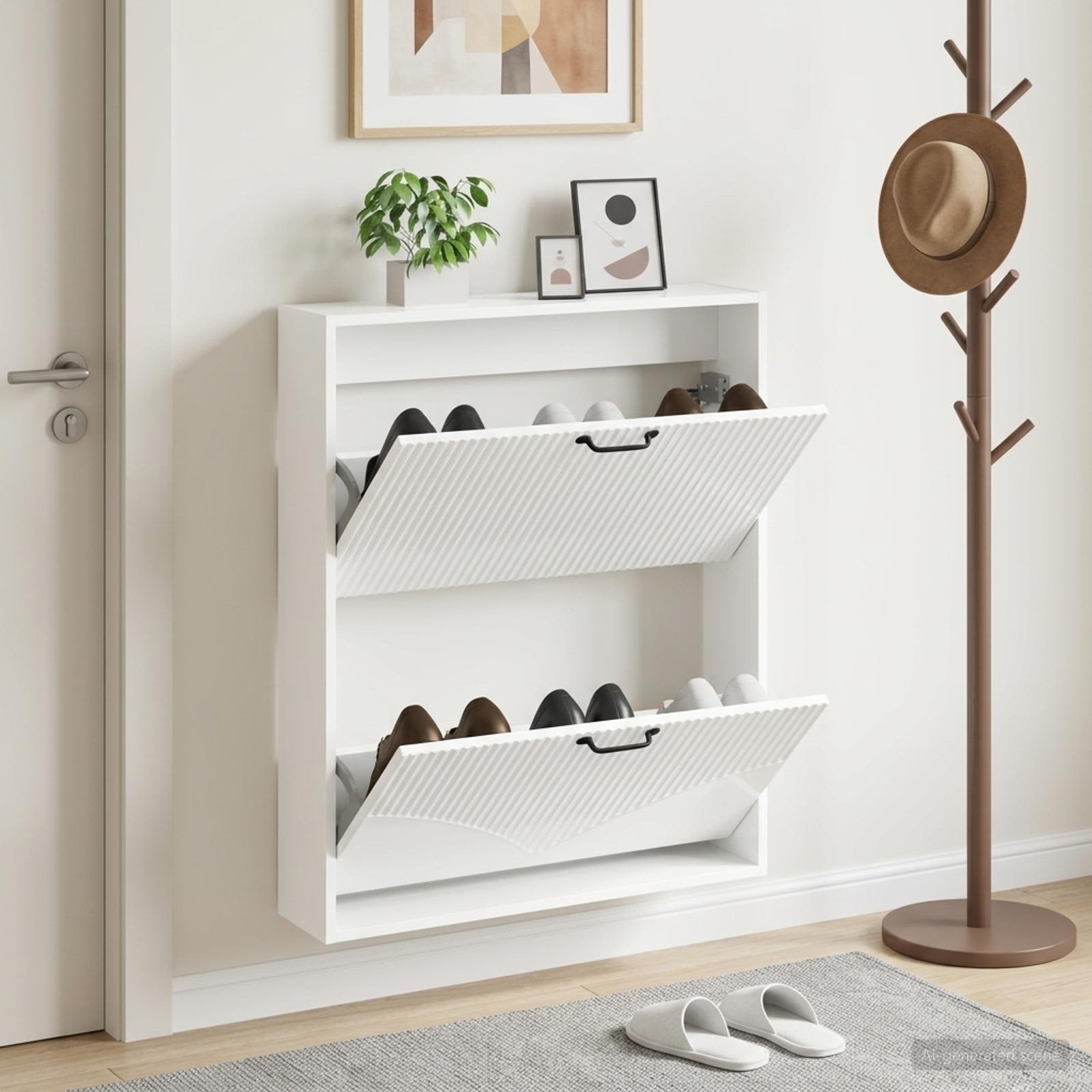 vidaXL Wandgemonteerde Schoenkast HOORN 71 x 17 x 86 cm Bewerkt hout