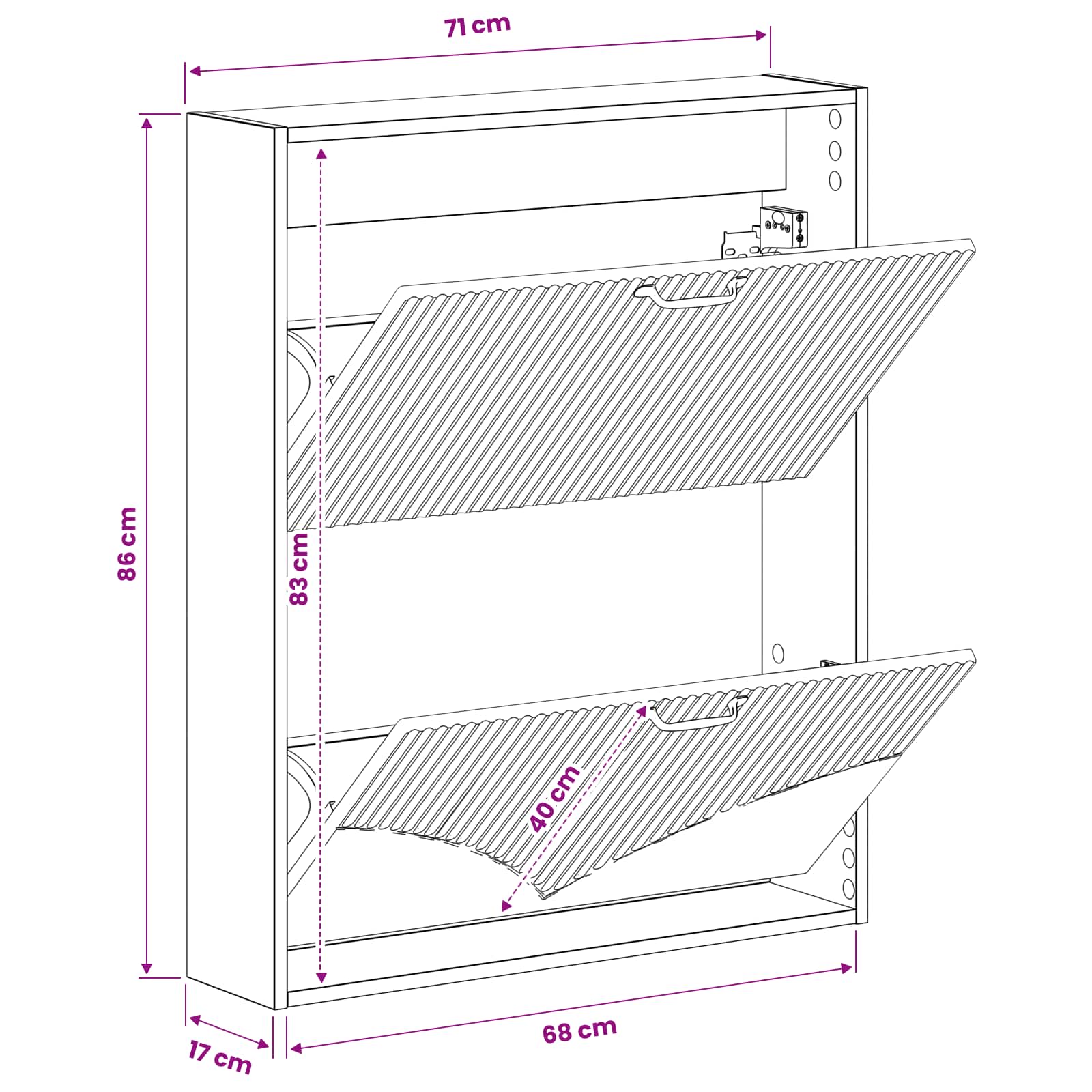 Wandgemonteerde Schoenkast HOORN 71 x 17 x 86 cm Bewerkt hout image 8