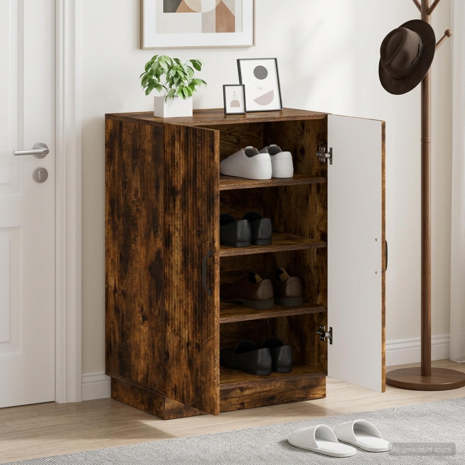 vidaXL Schoenenkast HOORN 59,5 x 39,5 x 87 cm Bewerkt hout