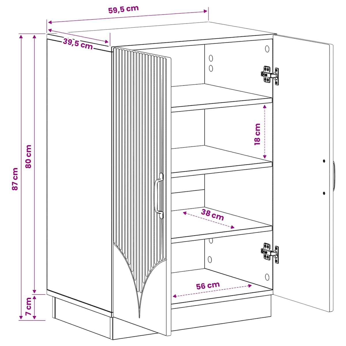 Sko skab HOORN 59,5 x 39,5 x 87 cm Konstrueret træ - Billede 9