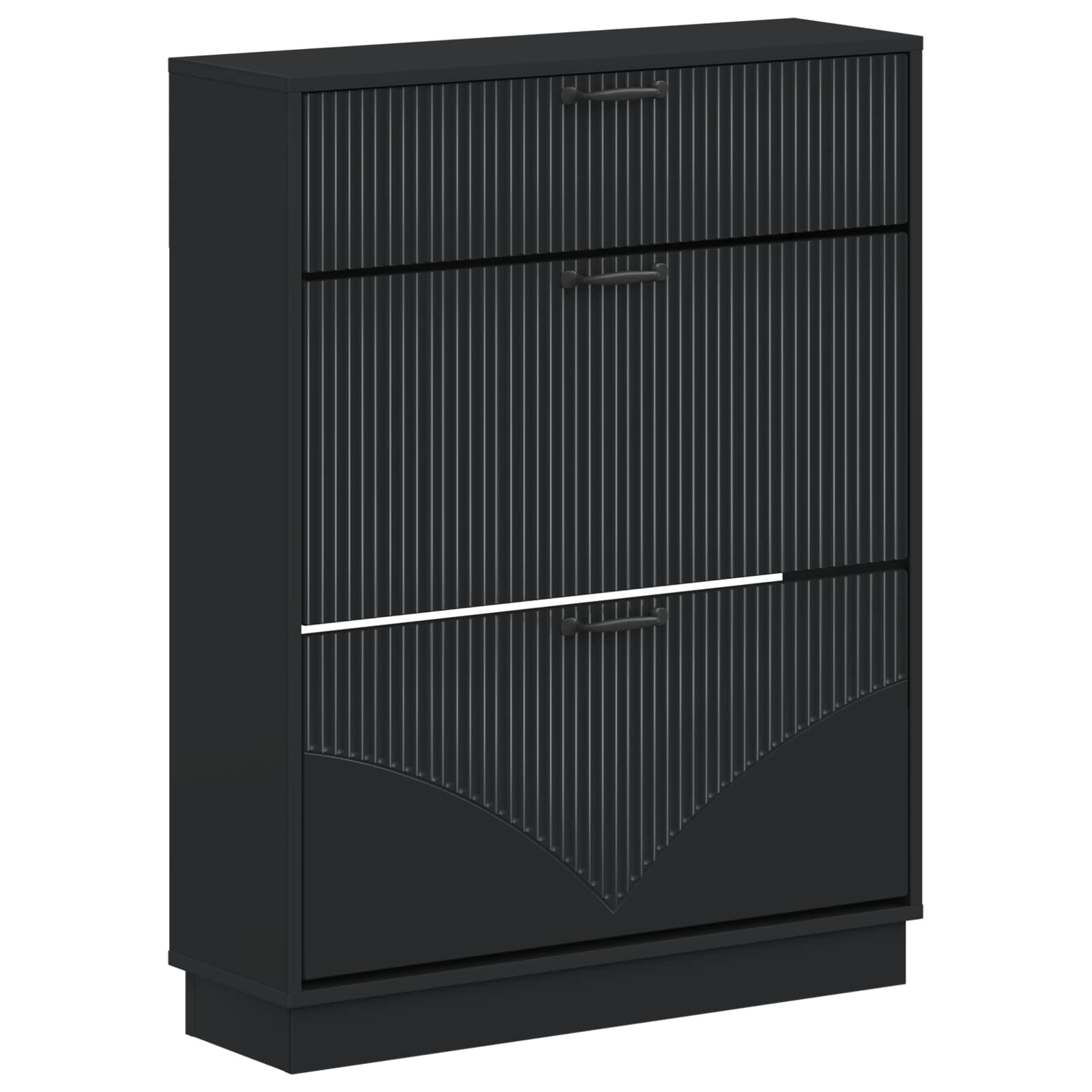 Schoenenkast HOORN 78 x 24 x 100 cm Bewerkt hout Zwart image 1