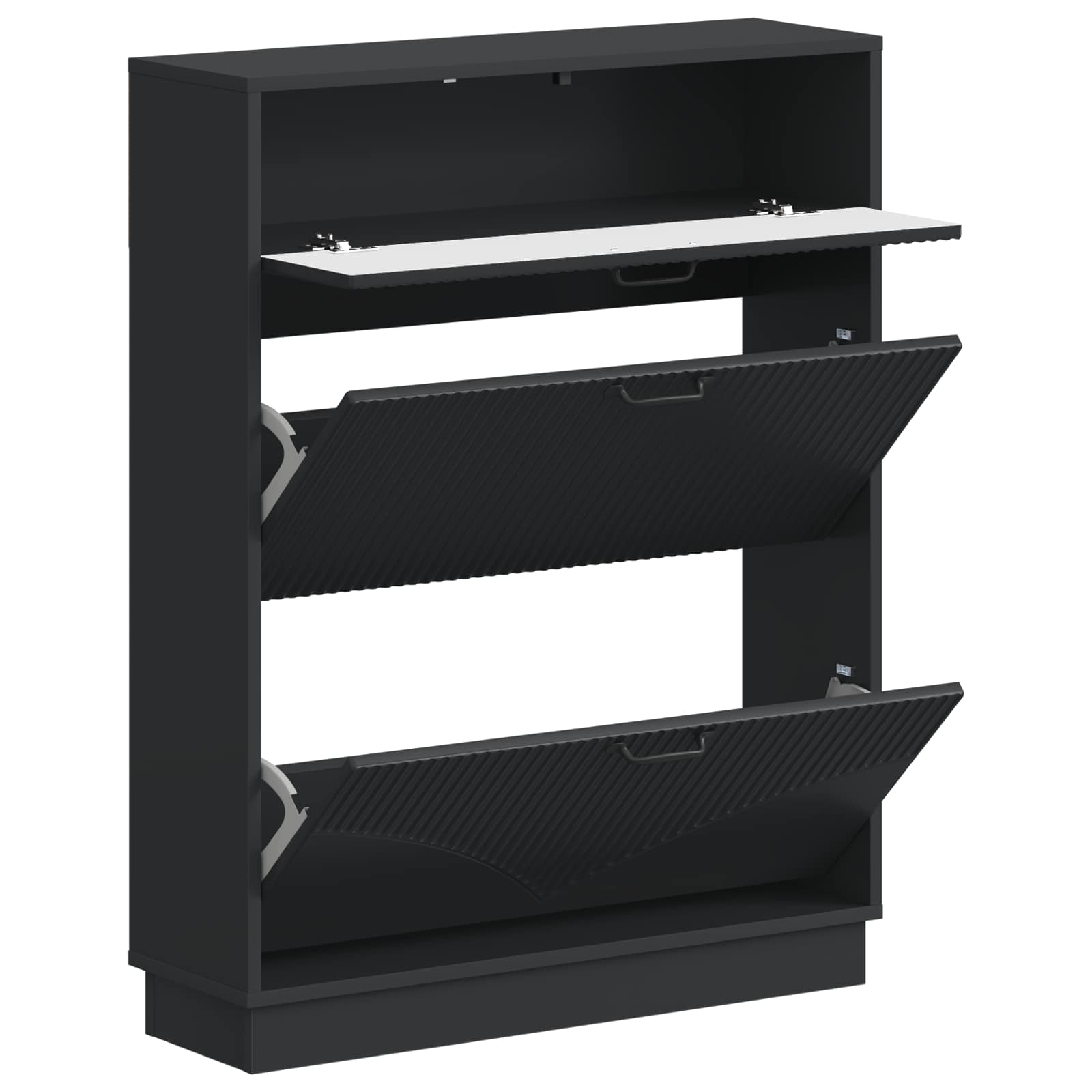 Schoenenkast HOORN 78 x 24 x 100 cm Bewerkt hout Zwart image 2
