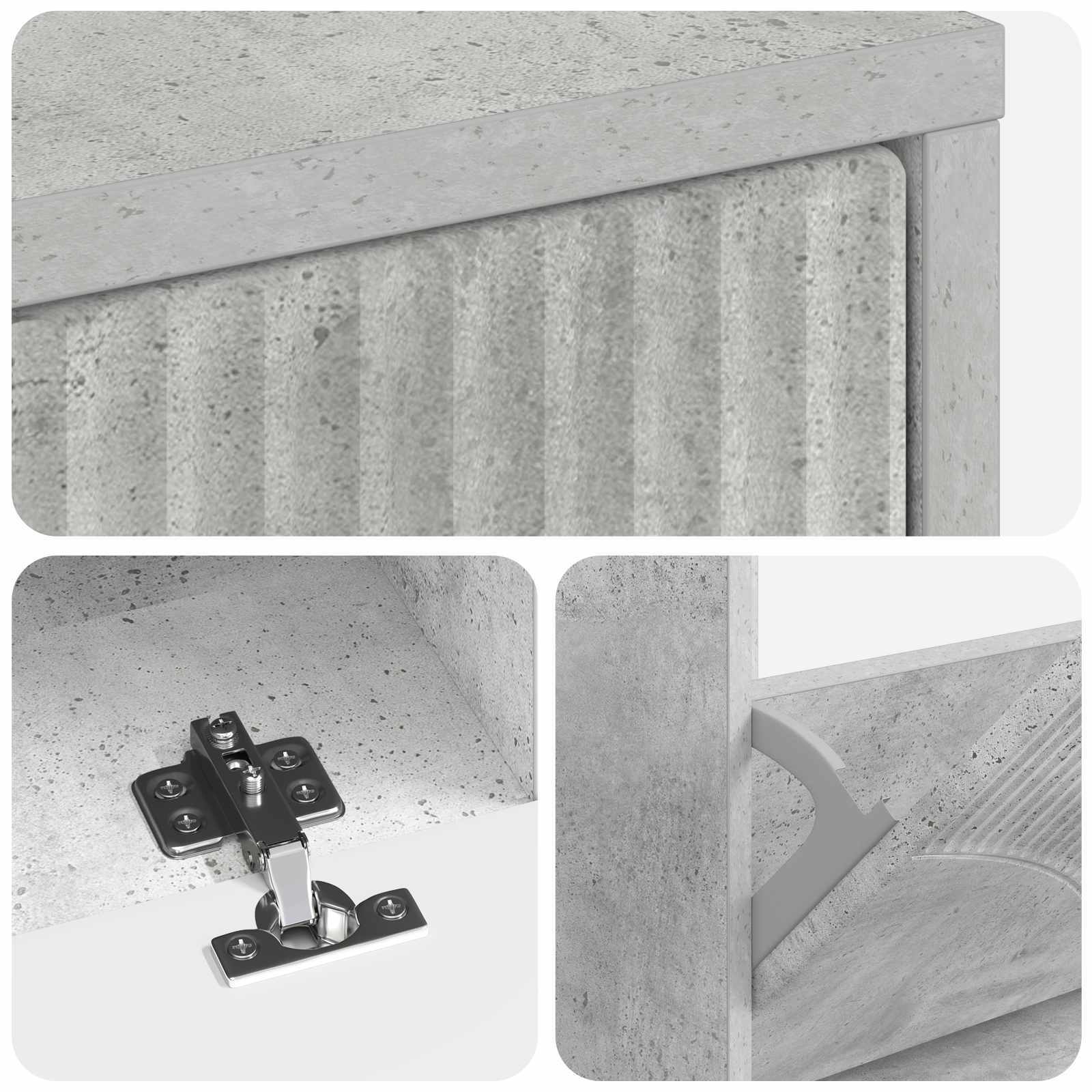 Schoenenkast HOORN 78 x 24 x 100 cm Bewerkt hout Betongrijs image 6