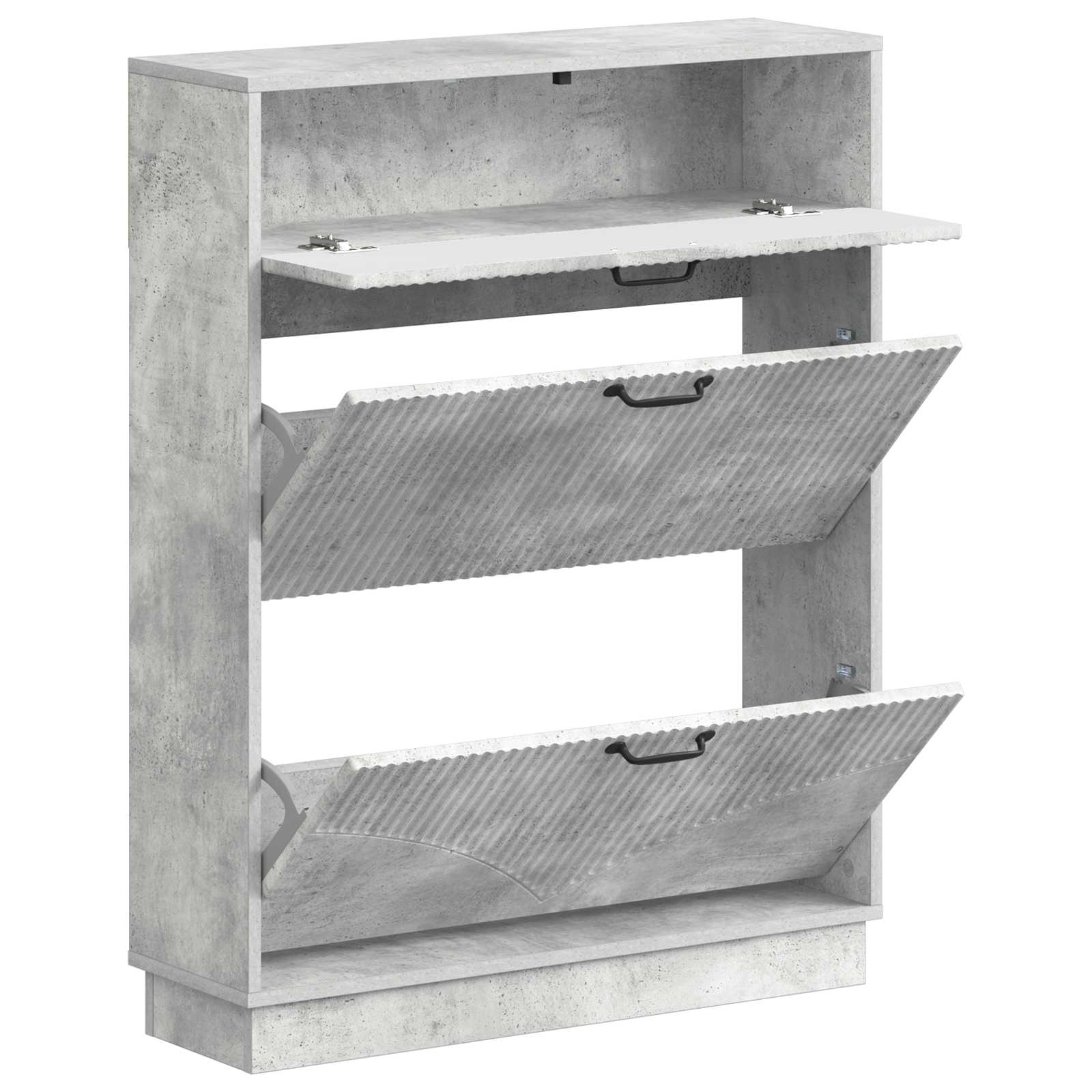 Schoenenkast HOORN 78 x 24 x 100 cm Bewerkt hout Betongrijs image 2