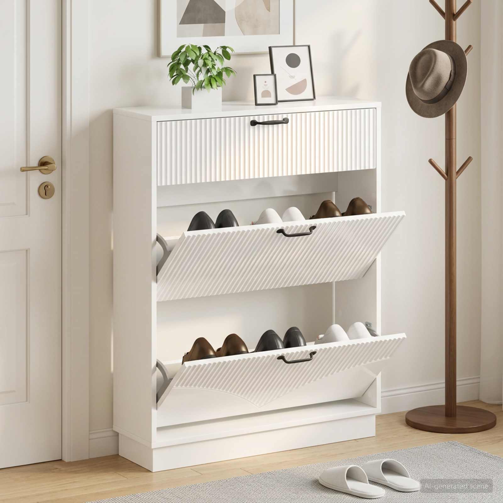 vidaXL Schoenenkast HOORN 78 x 24 x 100 cm Bewerkt hout Hoogglans Wit