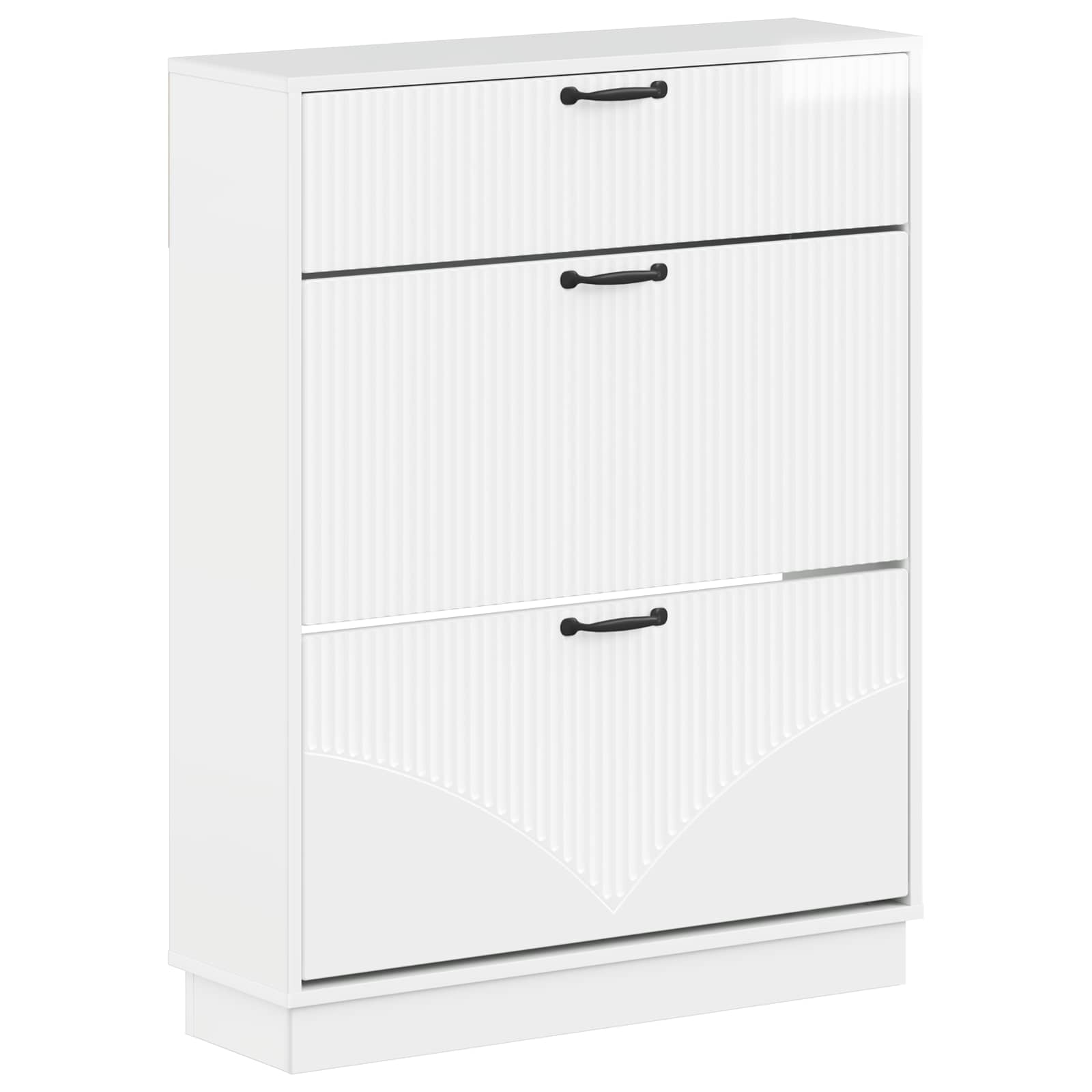 Schoenenkast HOORN 78 x 24 x 100 cm Bewerkt hout Hoogglans Wit image 1