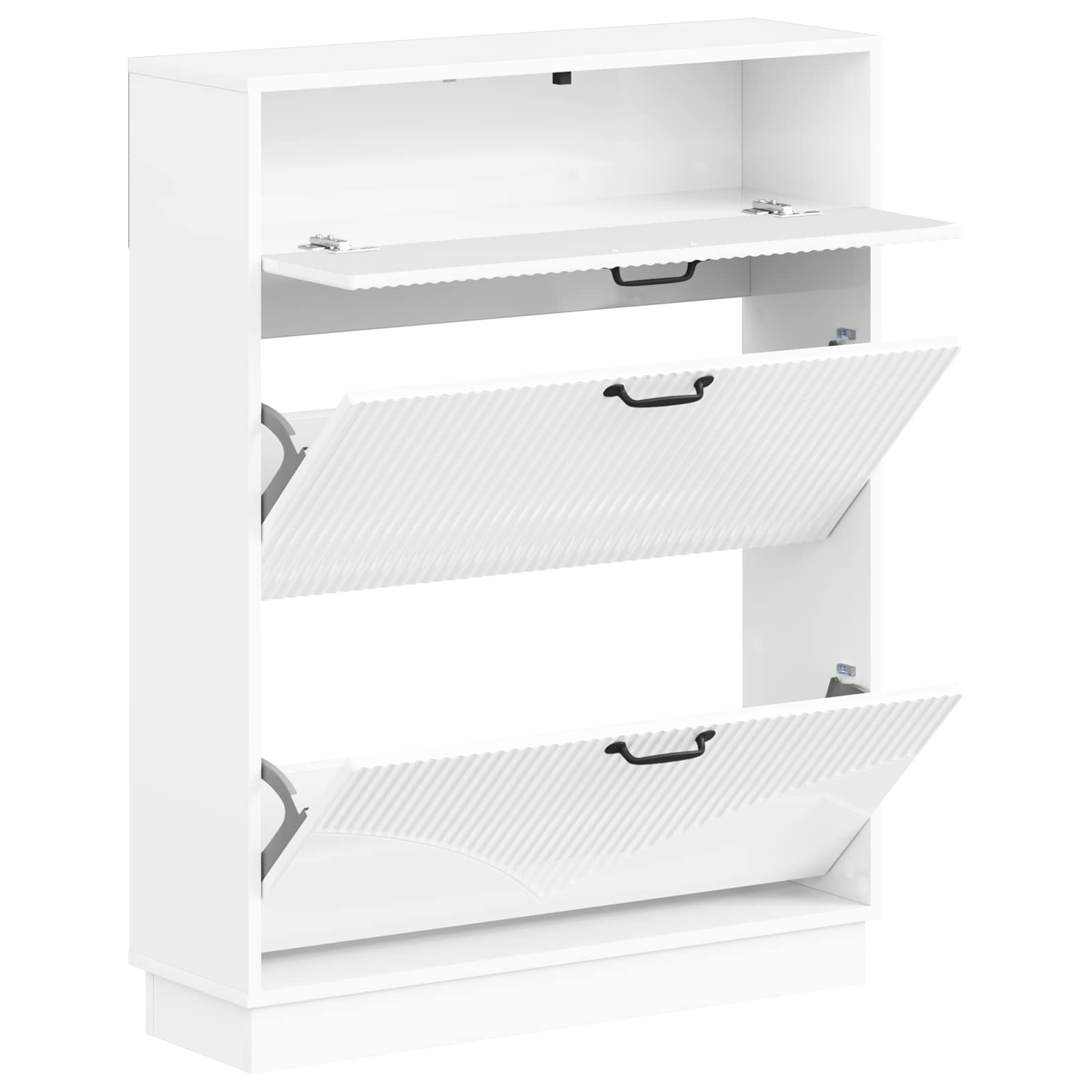 Schoenenkast HOORN 78 x 24 x 100 cm Bewerkt hout Hoogglans Wit image 2