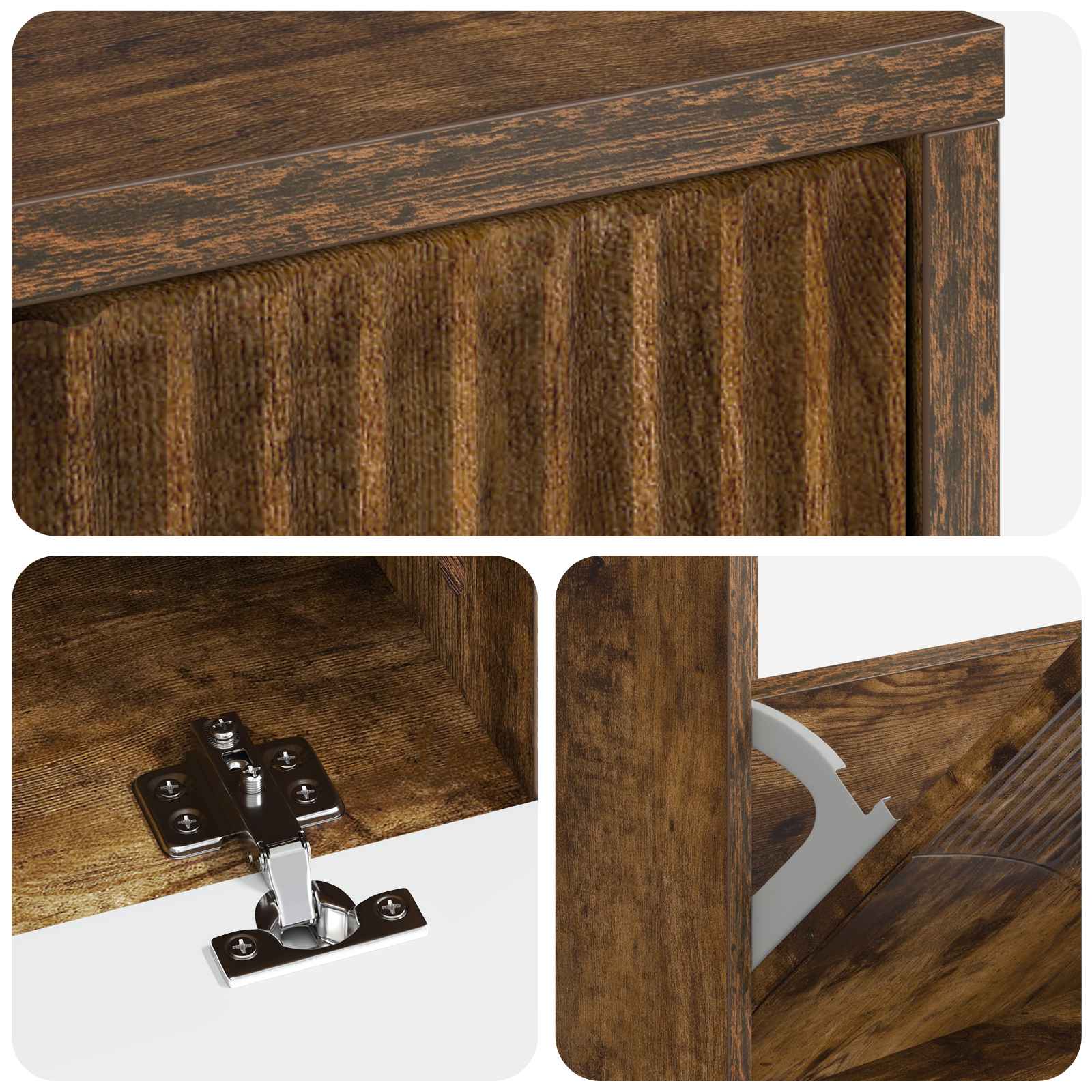Schoenenkast HOORN 78 x 24 x 100 cm Bewerkt hout Gerookt eiken image 6