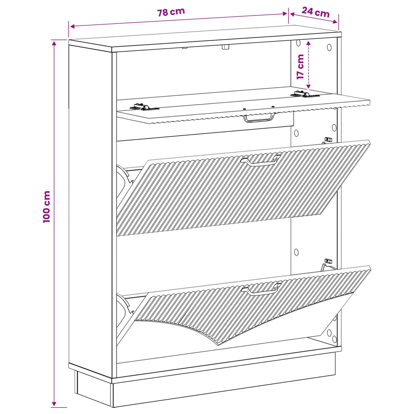 Schoenenkast HOORN 78 x 24 x 100 cm Bewerkt hout Grijs Sonoma image 8