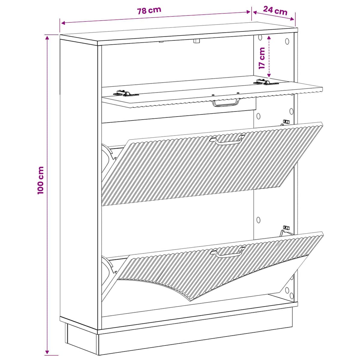 Sko skab HOORN 78 x 24 x 100 cm Konstrueret træ - Billede 9