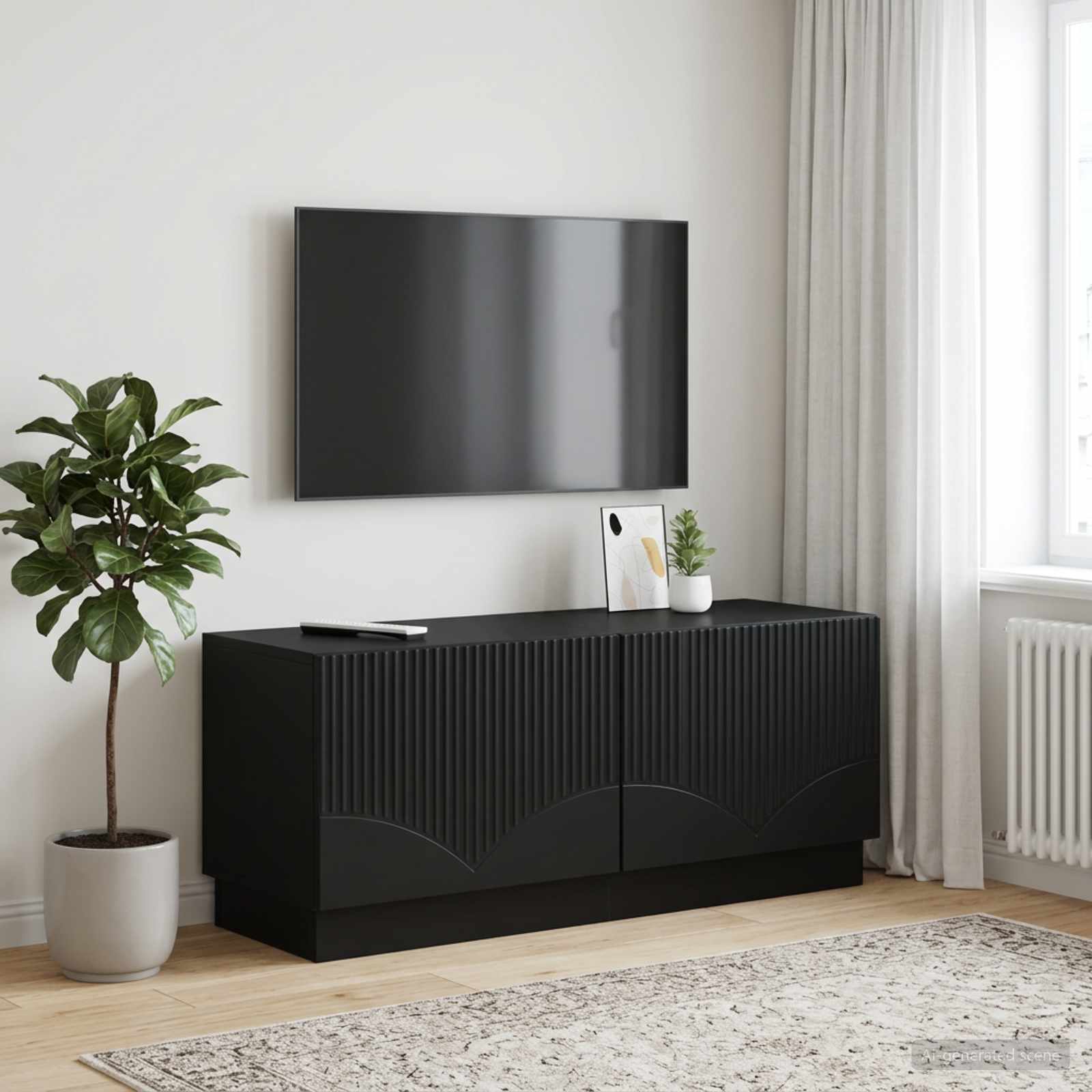 TV-kaappi Musta Tekninen puu