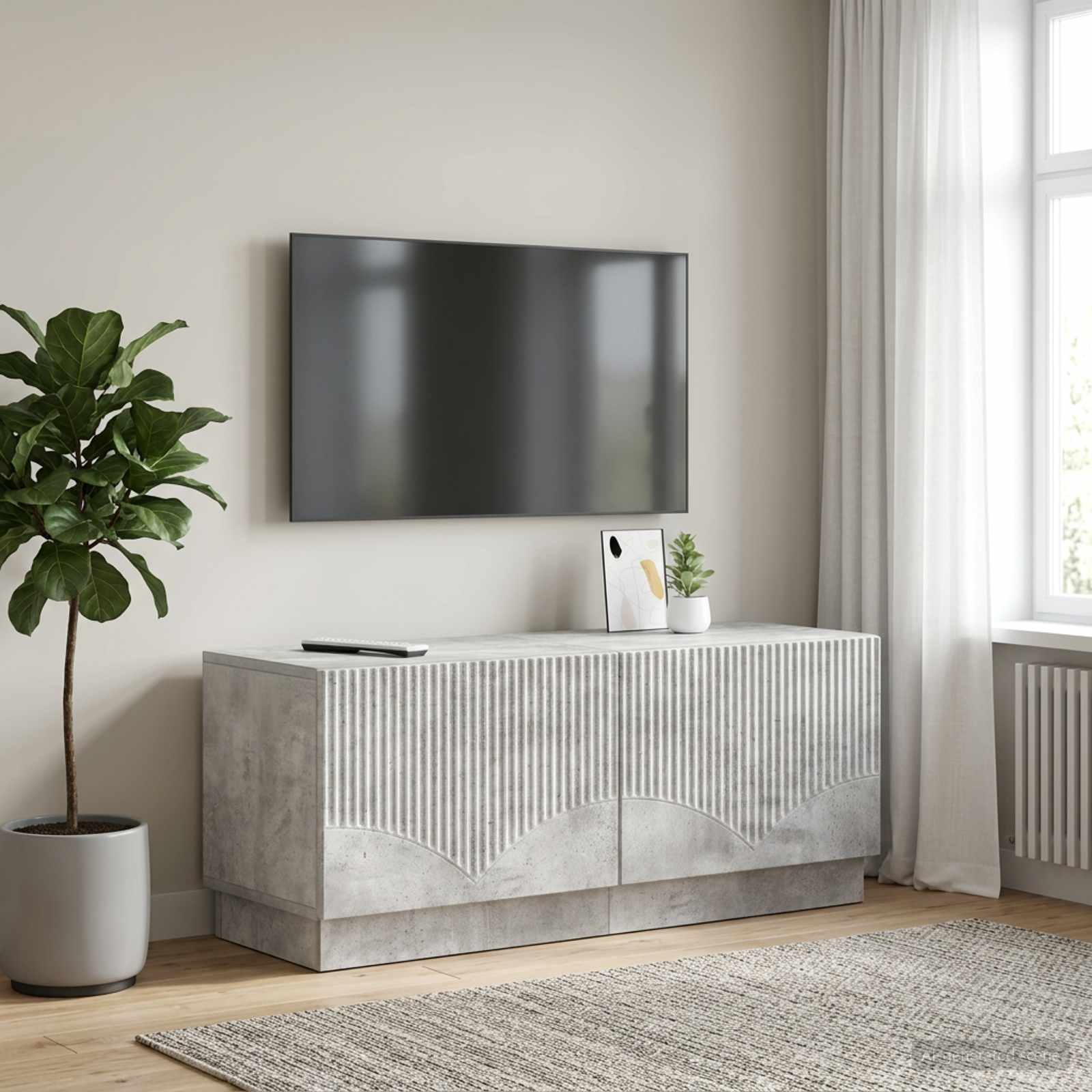 TV-kaappi Betoninharmaa Tekninen puu