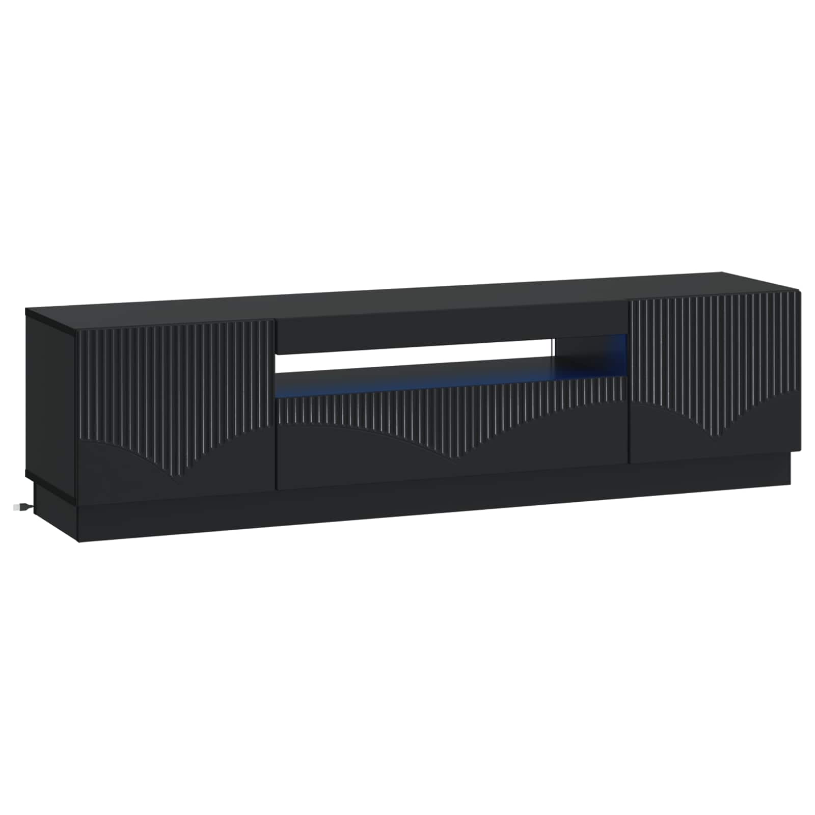 LED TV-kaappi Musta Tekninen puu