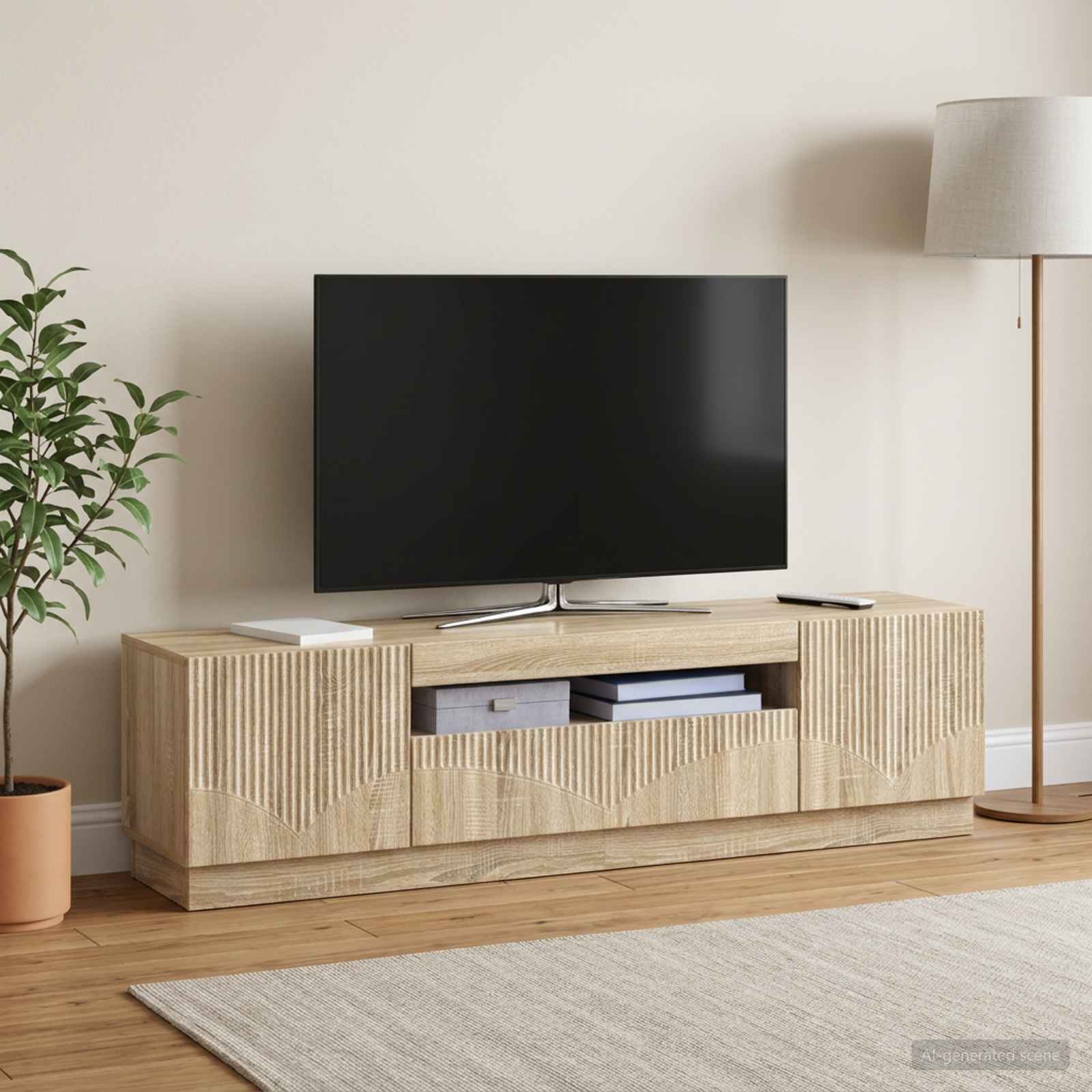 LED TV-kaappi Sonoma-tammi Tekninen puu